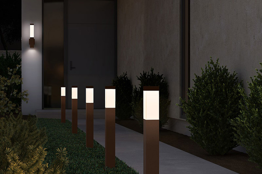 Sonneman Square Column LED Bollard - Textured Gray, 16"