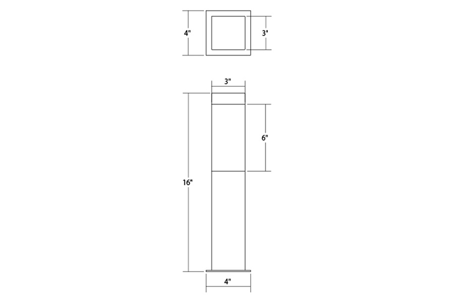 Sonneman Square Column LED Bollard - Textured Gray, 16"