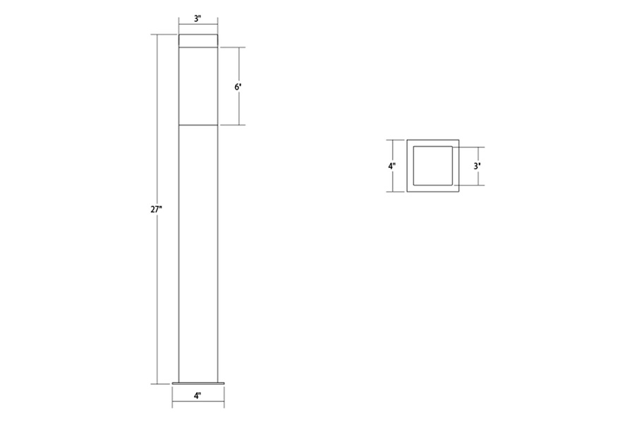 Sonneman Square Column LED Bollard - Textured Gray, 28"