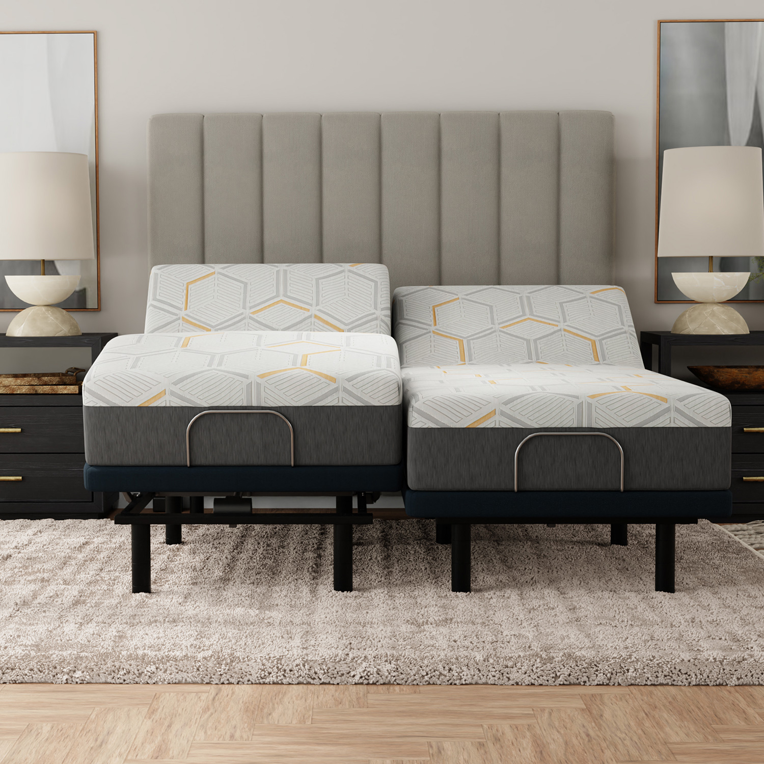 South Bay - 12" Medium Copper Gel Infused Premium Memory Foam Mattress and Model T Adjustable Bed Base