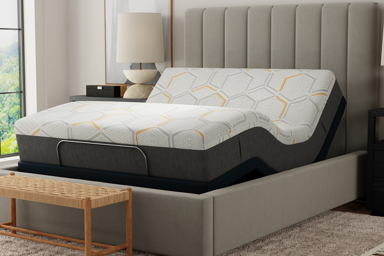 South Bay - 12" Medium Copper Gel Infused Premium Memory Foam Mattress and Model T Adjustable Bed Base