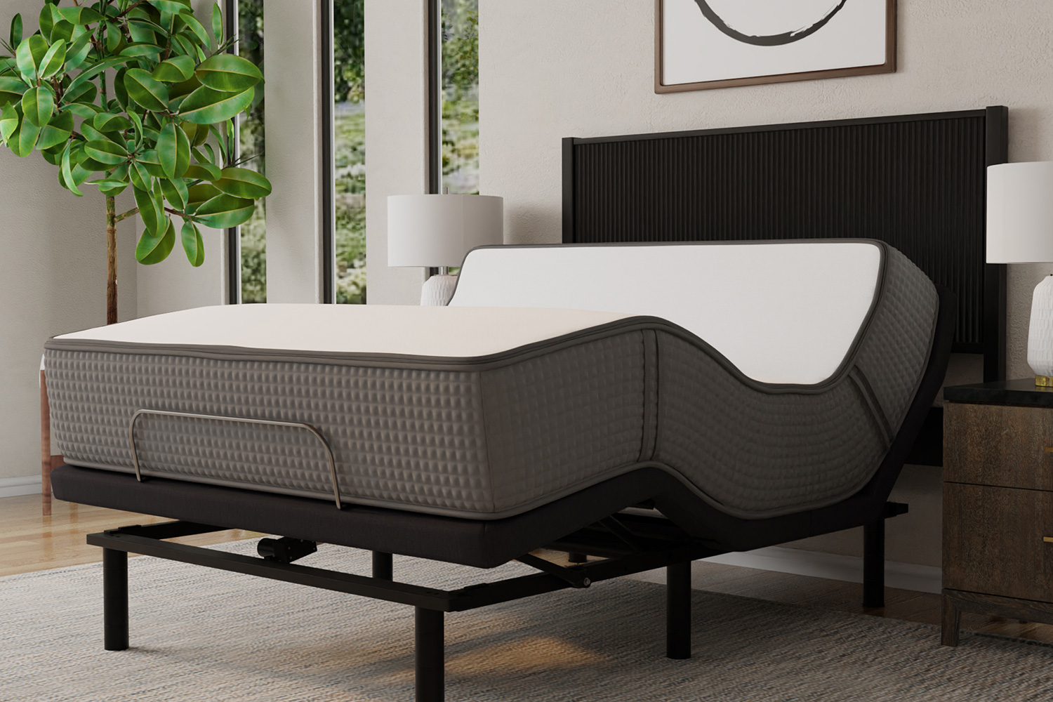 South Bay - 12" Soft and Firm Flippable Gel Infused Memory Foam Mattress and Model T Adjustable Bed Base