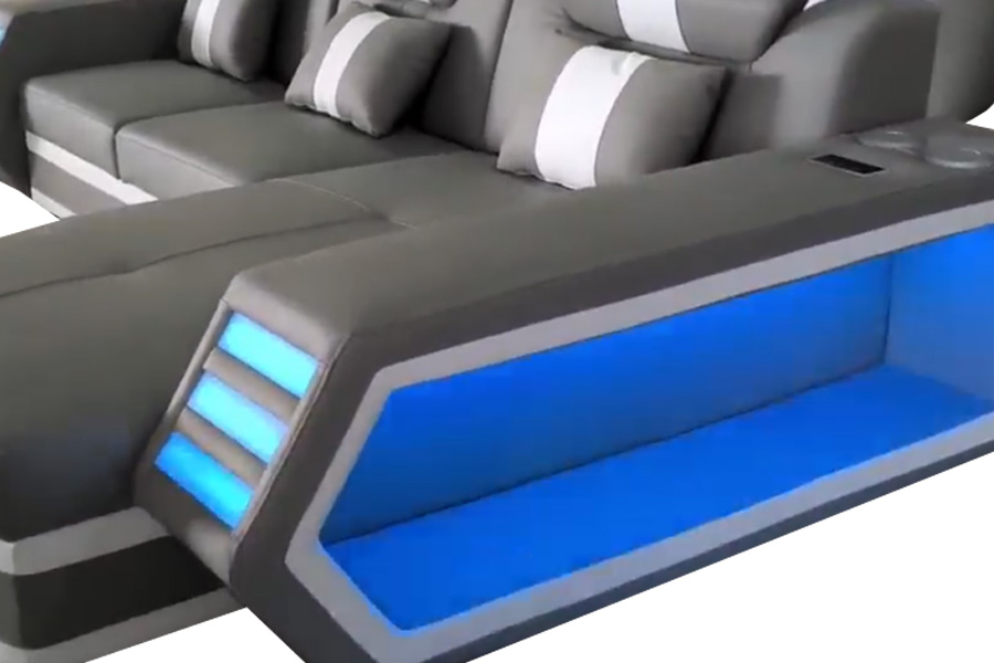 Stanza Boa Left Facing Sectional with LED - Gray