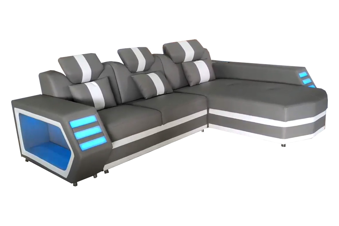 Stanza Boa Left Facing Sectional with LED - Gray