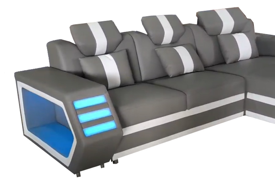 Stanza Boa Left Facing Sectional with LED - Gray