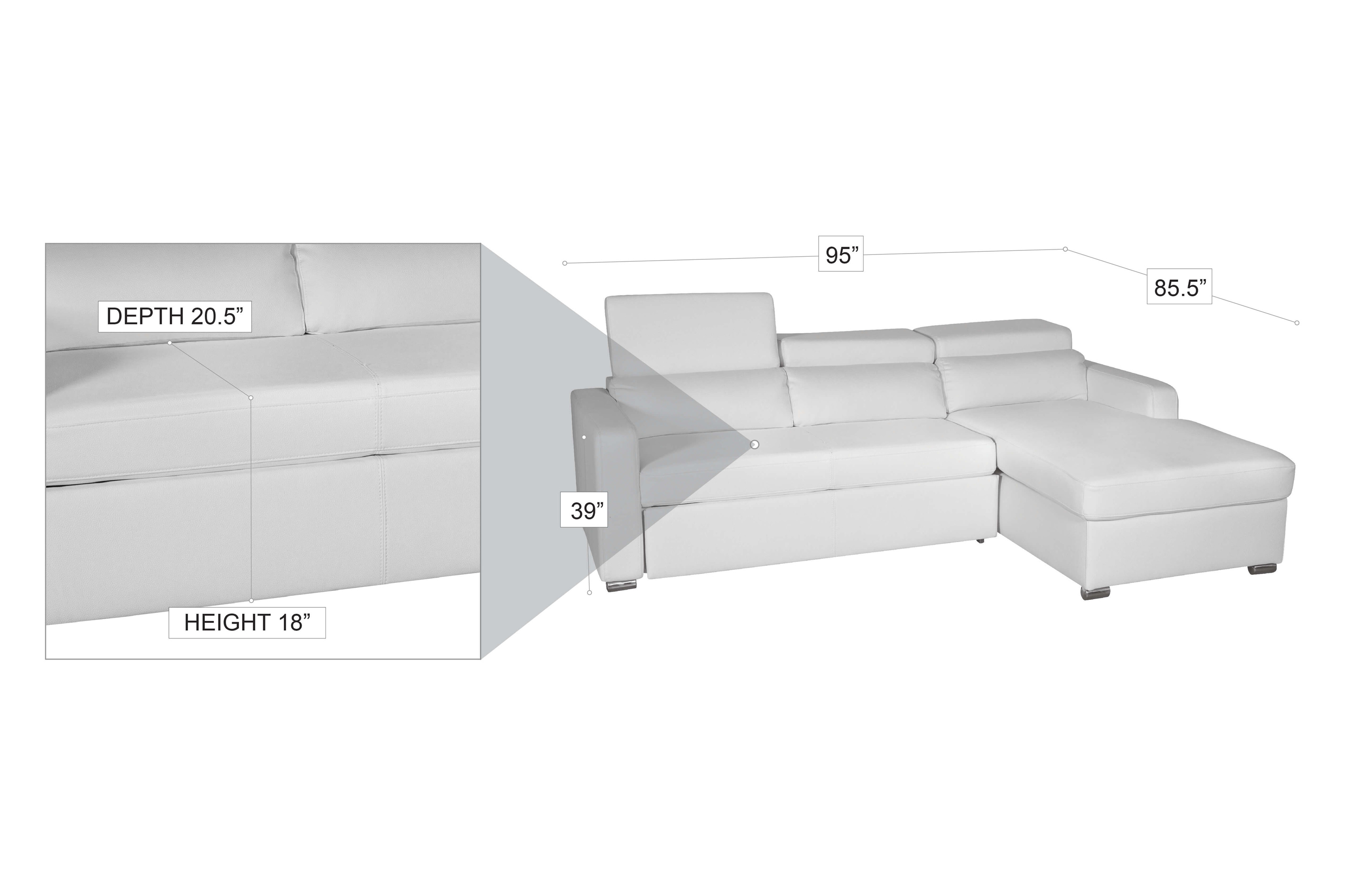 Stanza Kahlil Left Facing Sectional - White