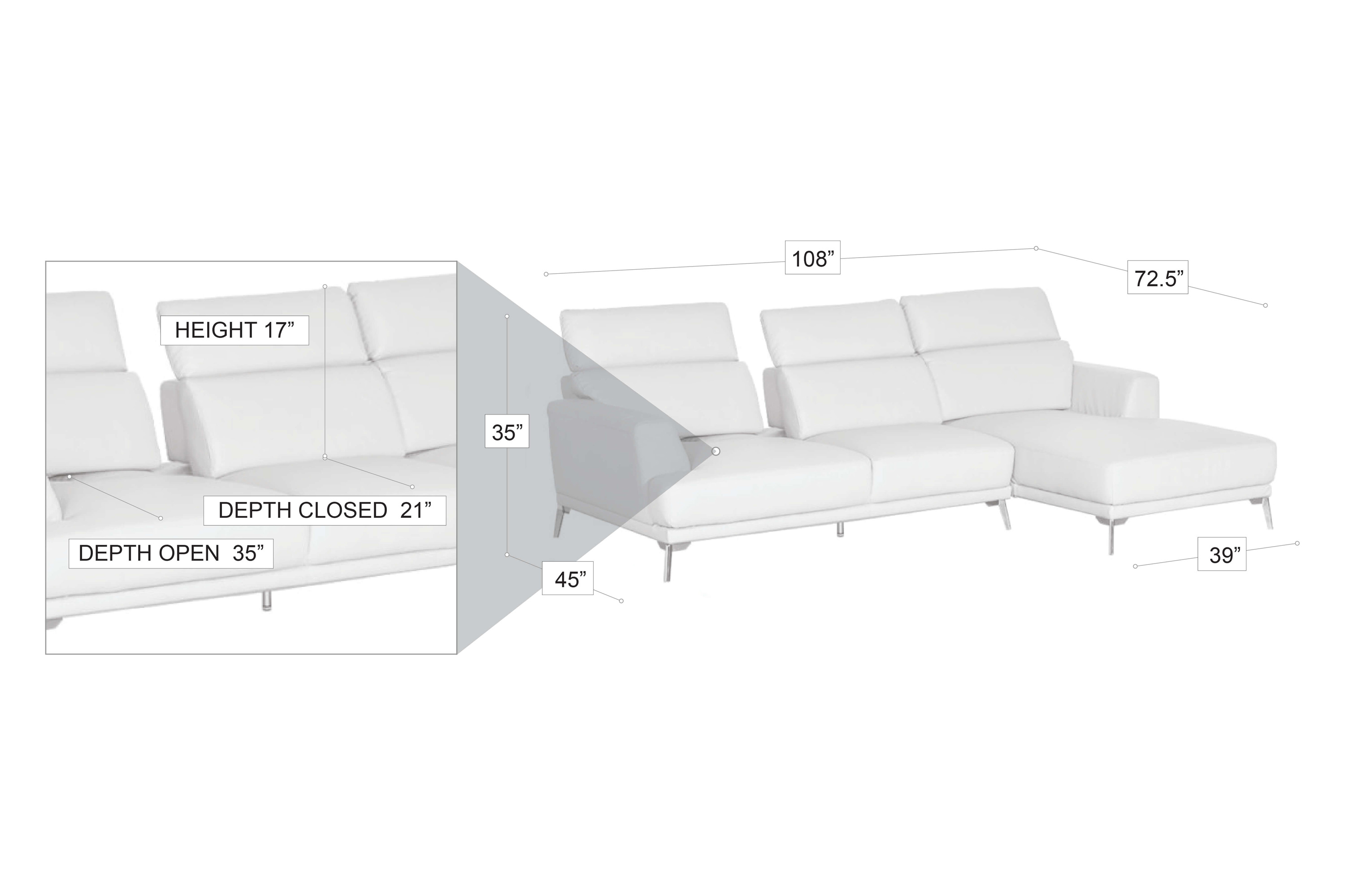 Stanza Kim Right Facing Sectional - Black