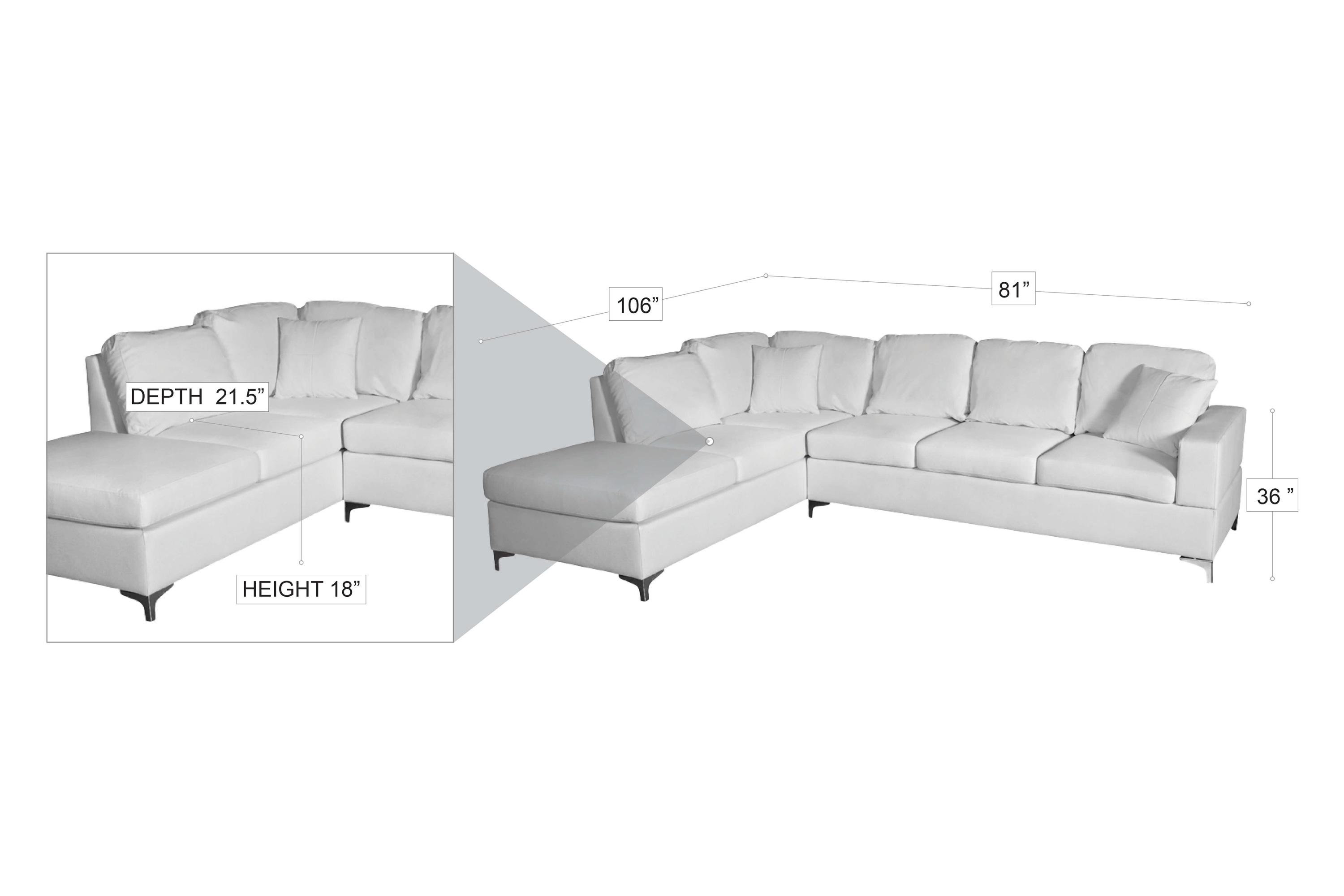 Stanza KIVA Right Facing Sectional - White