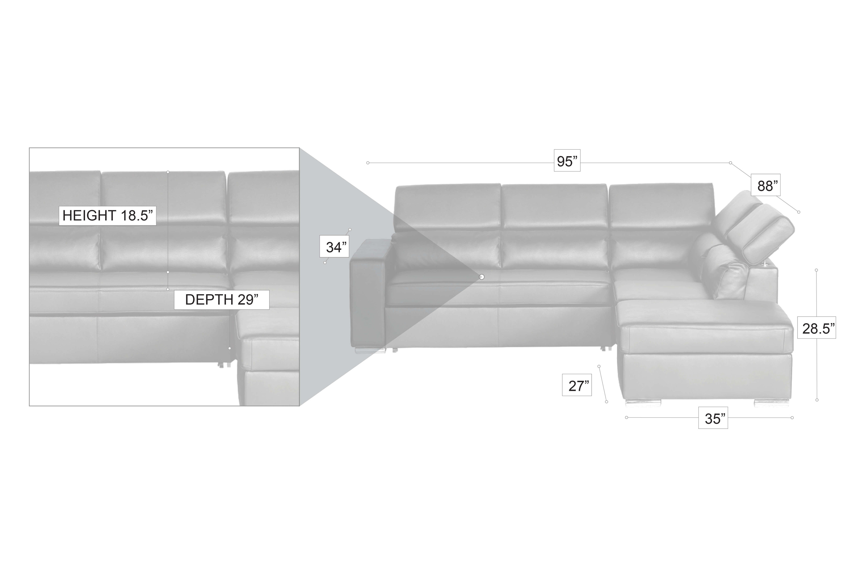 Stanza Klaus Left Facing Sectional - Black