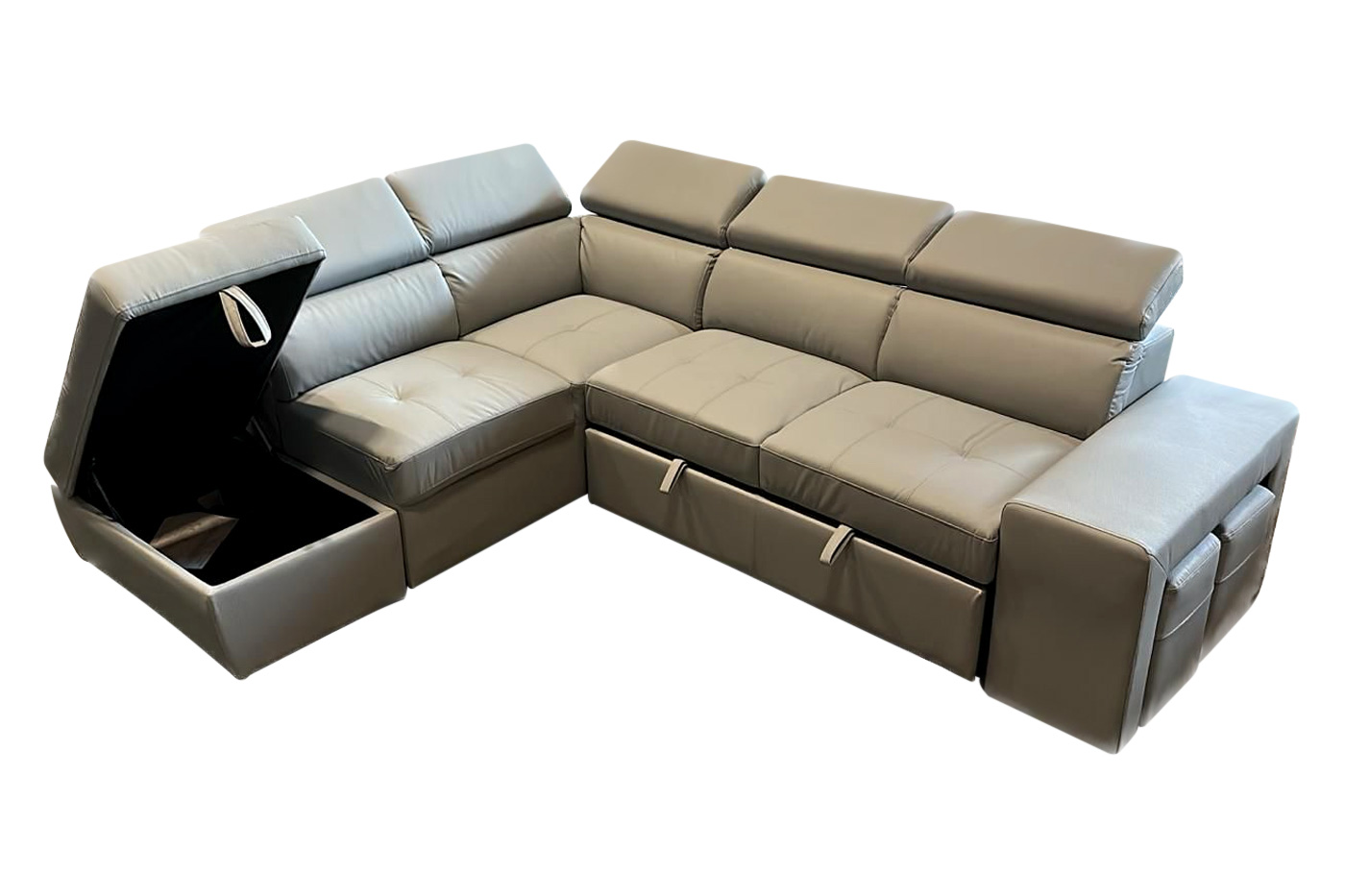 Stanza Positano Left Facing Eco Leather Sectional - Gray