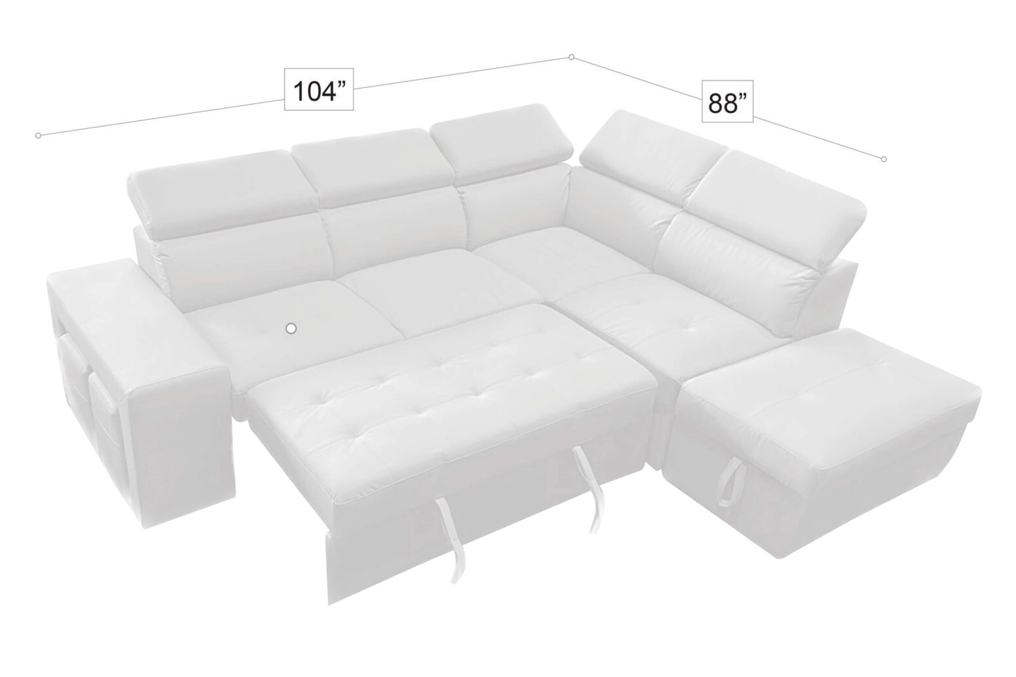 Stanza Positano Left Facing Fabric Sectional - Gray