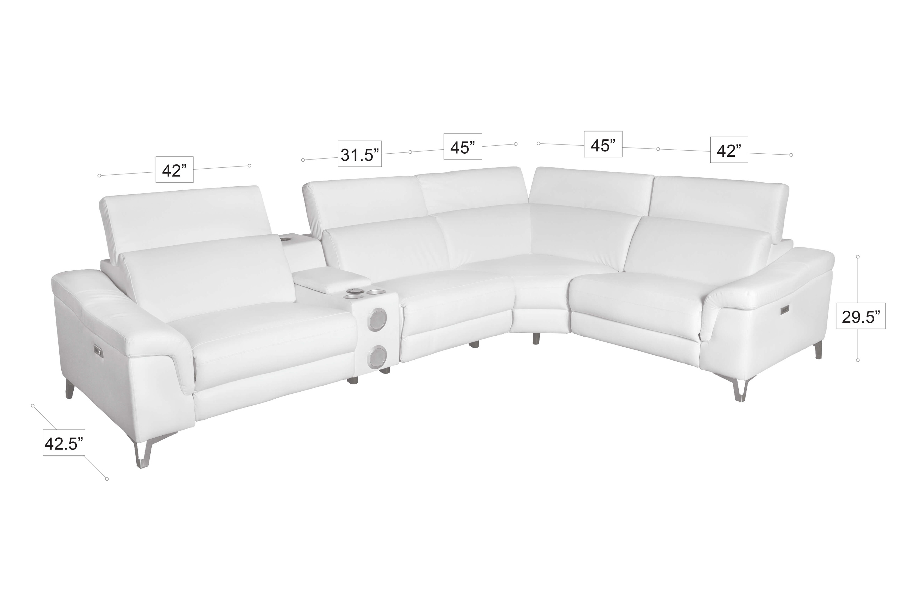 Stanza Spartacus Recliner Sectional - White