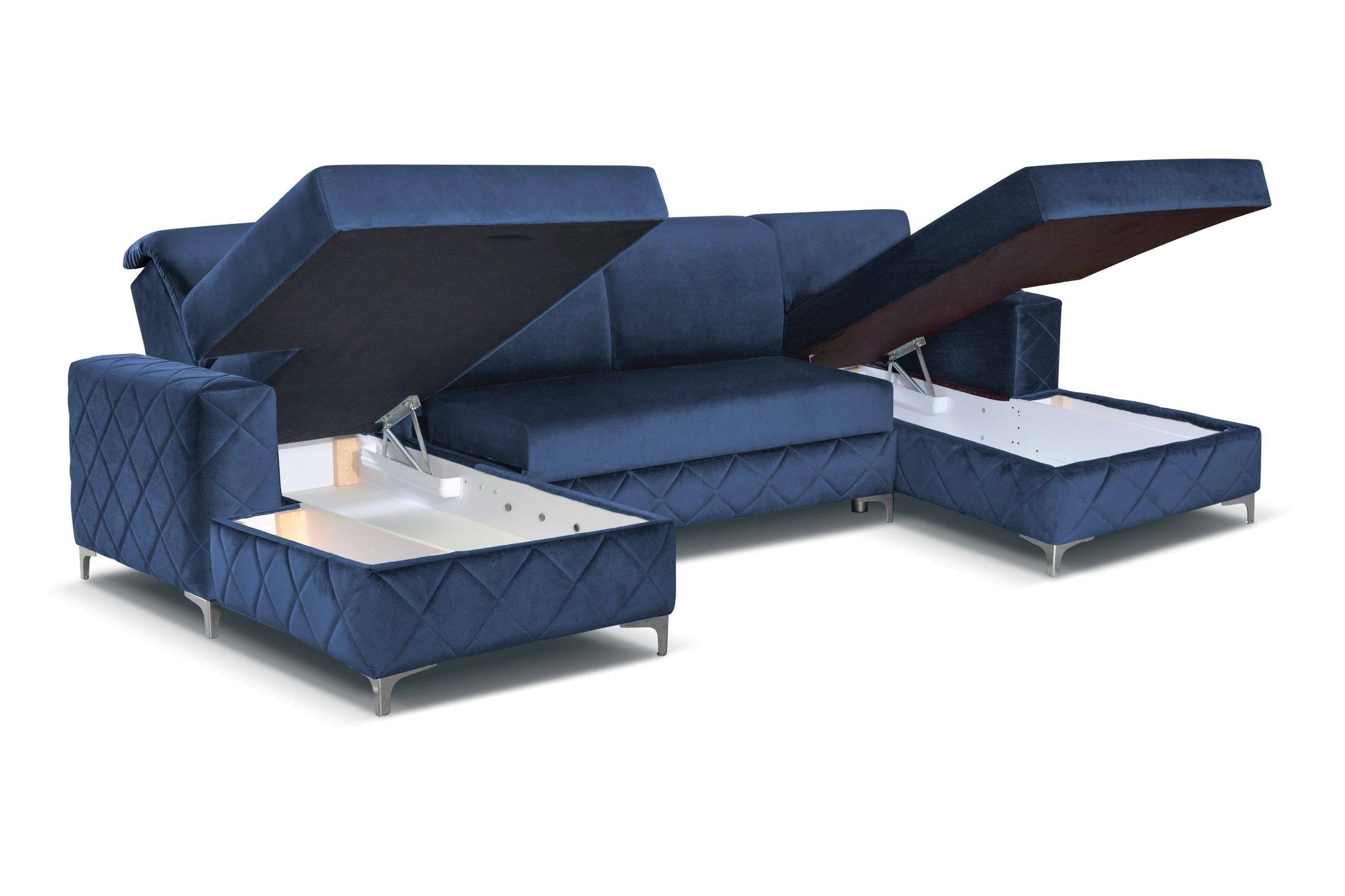 Styles Alfredo Sectional - Blue, Velvet