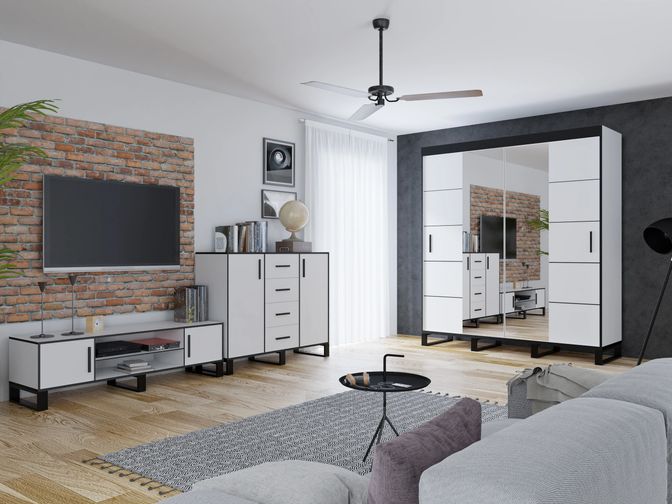 Styles Loft 59" Wardrobe - White, Manufactured Wood