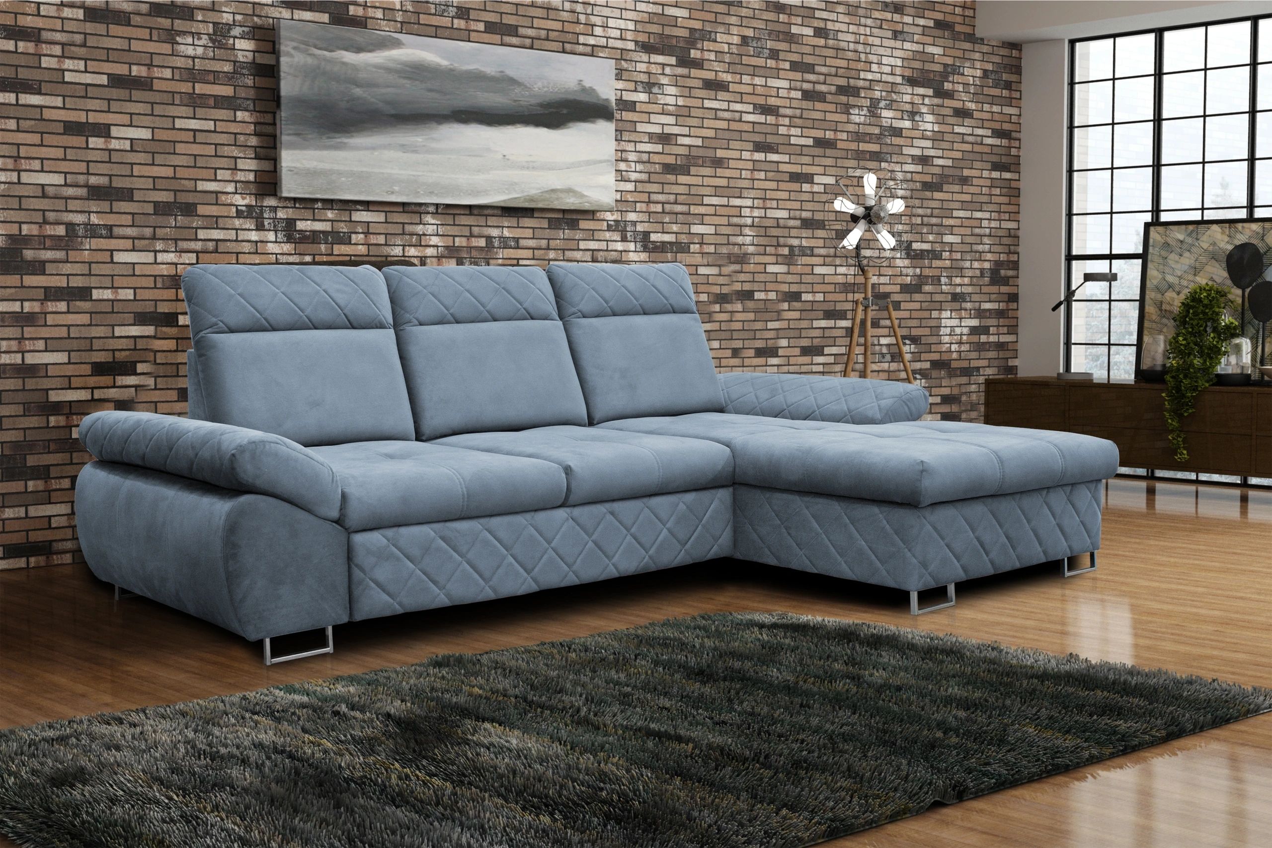 Styles Selly Mini Left-Facing Sectional - Blue, Fabric