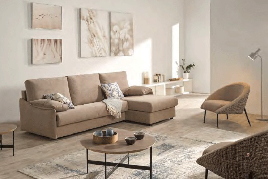Suinta - Raven Convertible Sofa Bed with Chaise in Fabric, 140x200cm