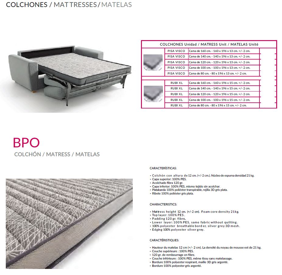 Suinta Baldo Convertible Sofa Bed - Fabric, 120x200cm