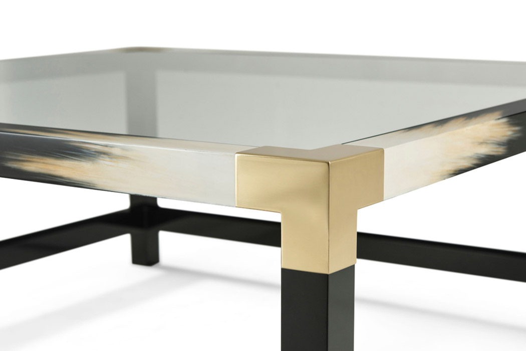 Theodore Alexander Cutting Edge Square Cocktail Table - Faux Horn