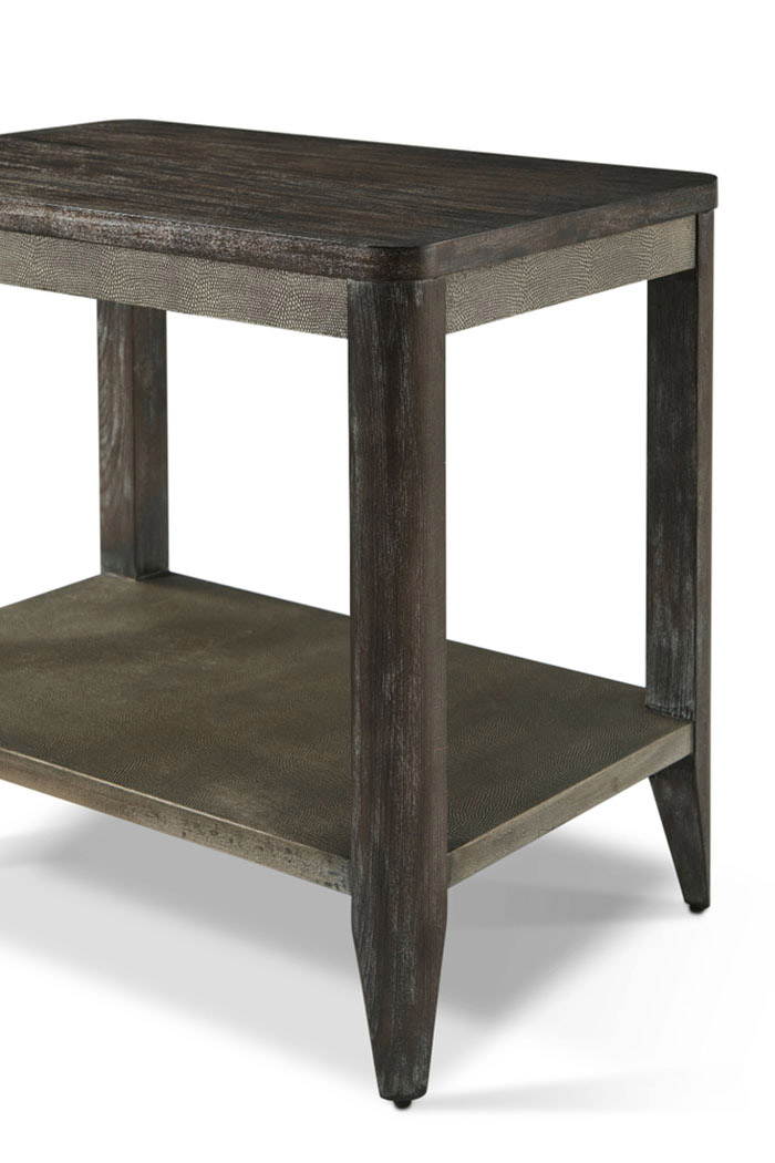 Theodore Alexander Riley Side Table - Rowan Finish/Komodo Leather