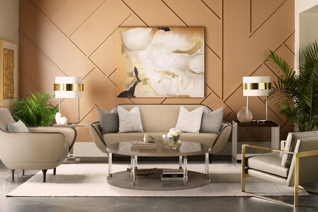 Theodore Alexander Riley Side Table - Rowan Finish/Komodo Leather