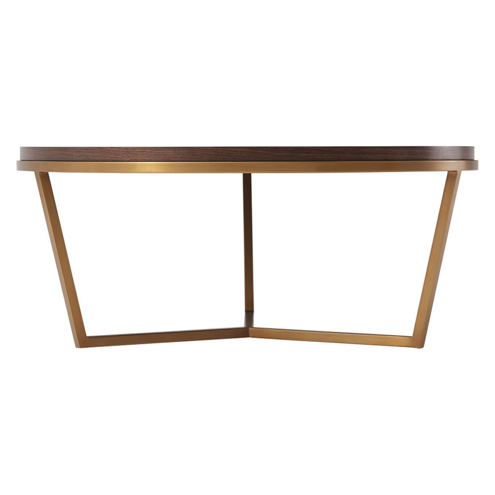Theodore Alexander Small Fisher Round Cocktail Table - Walnut Veneer/Brass