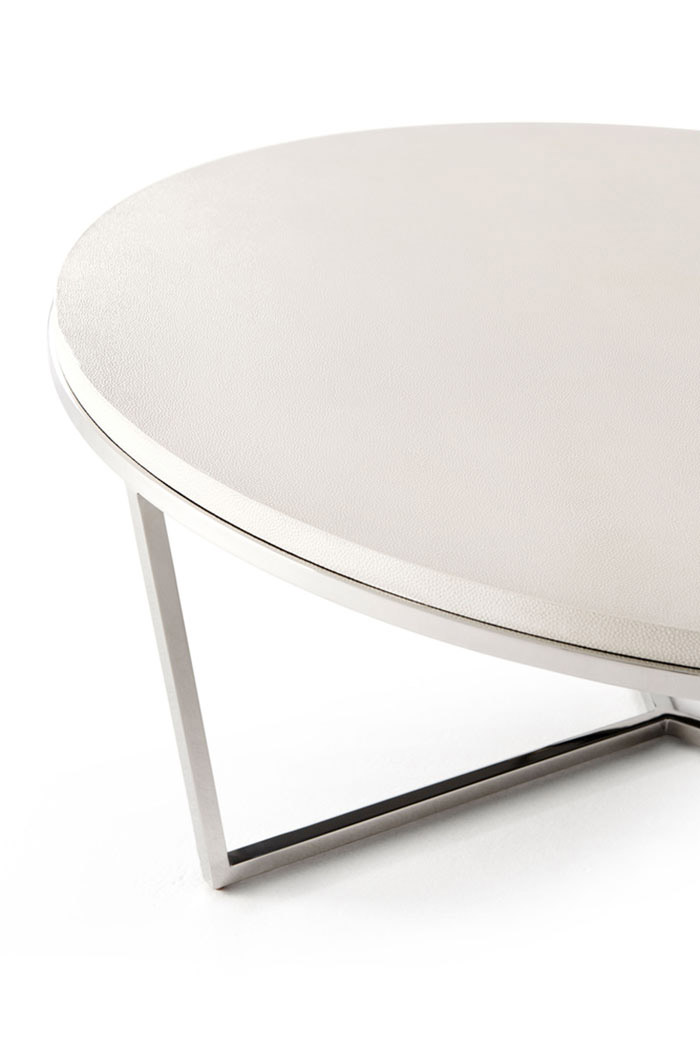 Theodore Alexander Fisher Round Cocktail Table - Shagreen/Nickel