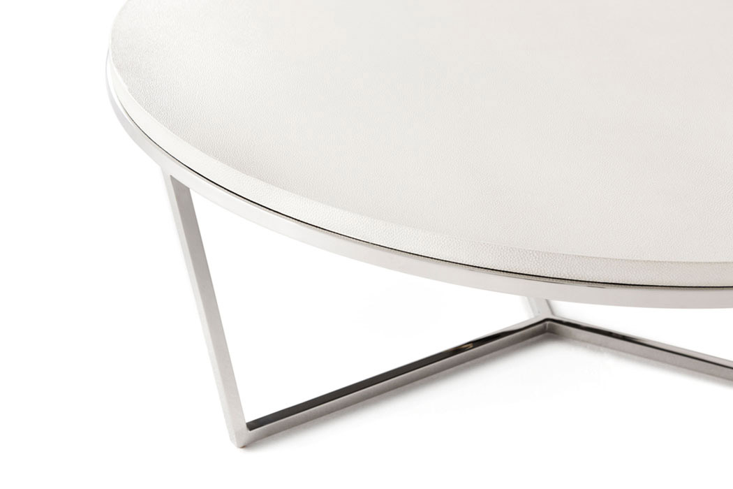 Theodore Alexander Fisher Round Cocktail Table - Shagreen/Nickel