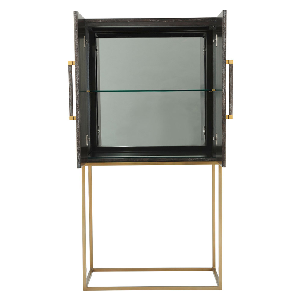 Theodore Alexander Travers Bar Cabinet - Rowan, Tempest/Brushed Brass