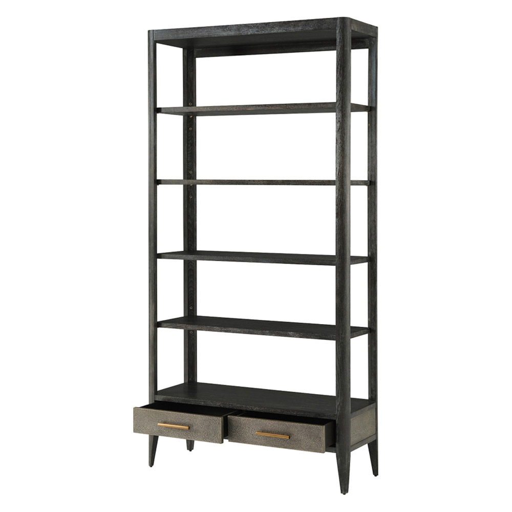 Theodore Alexander Driscoll Shelving Etagere - Rowan, Tempest/Brass
