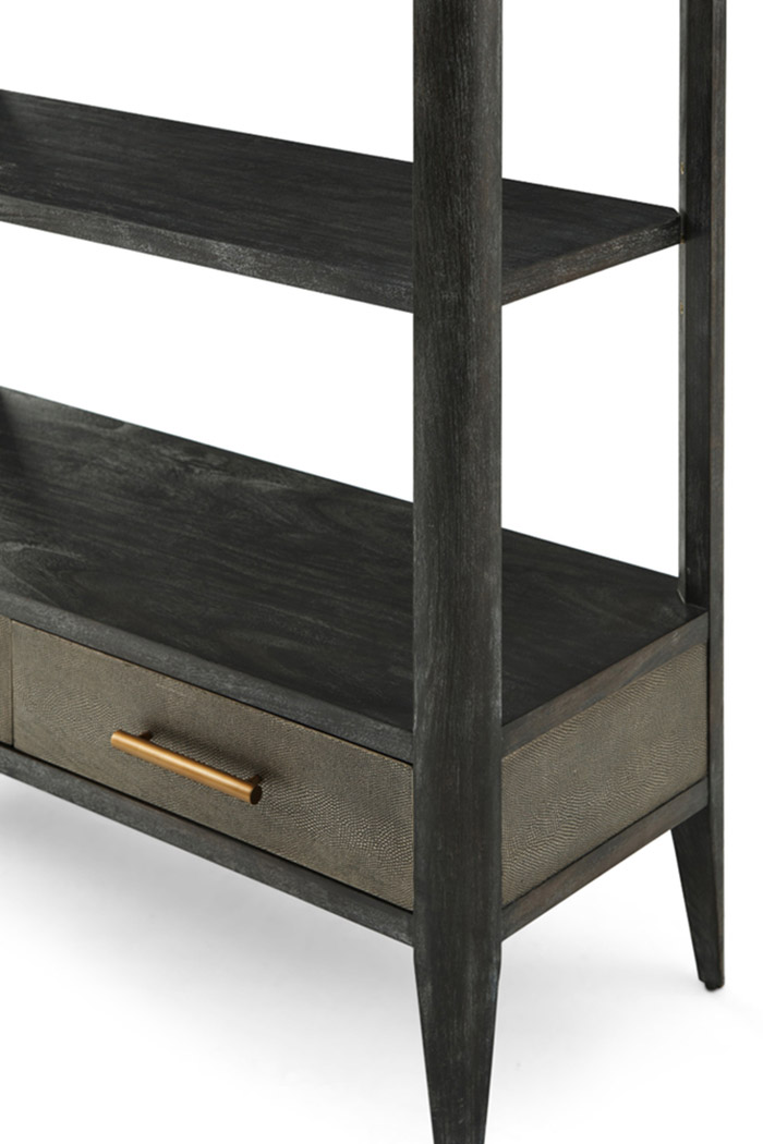 Theodore Alexander Driscoll Shelving Etagere - Rowan, Tempest/Brass