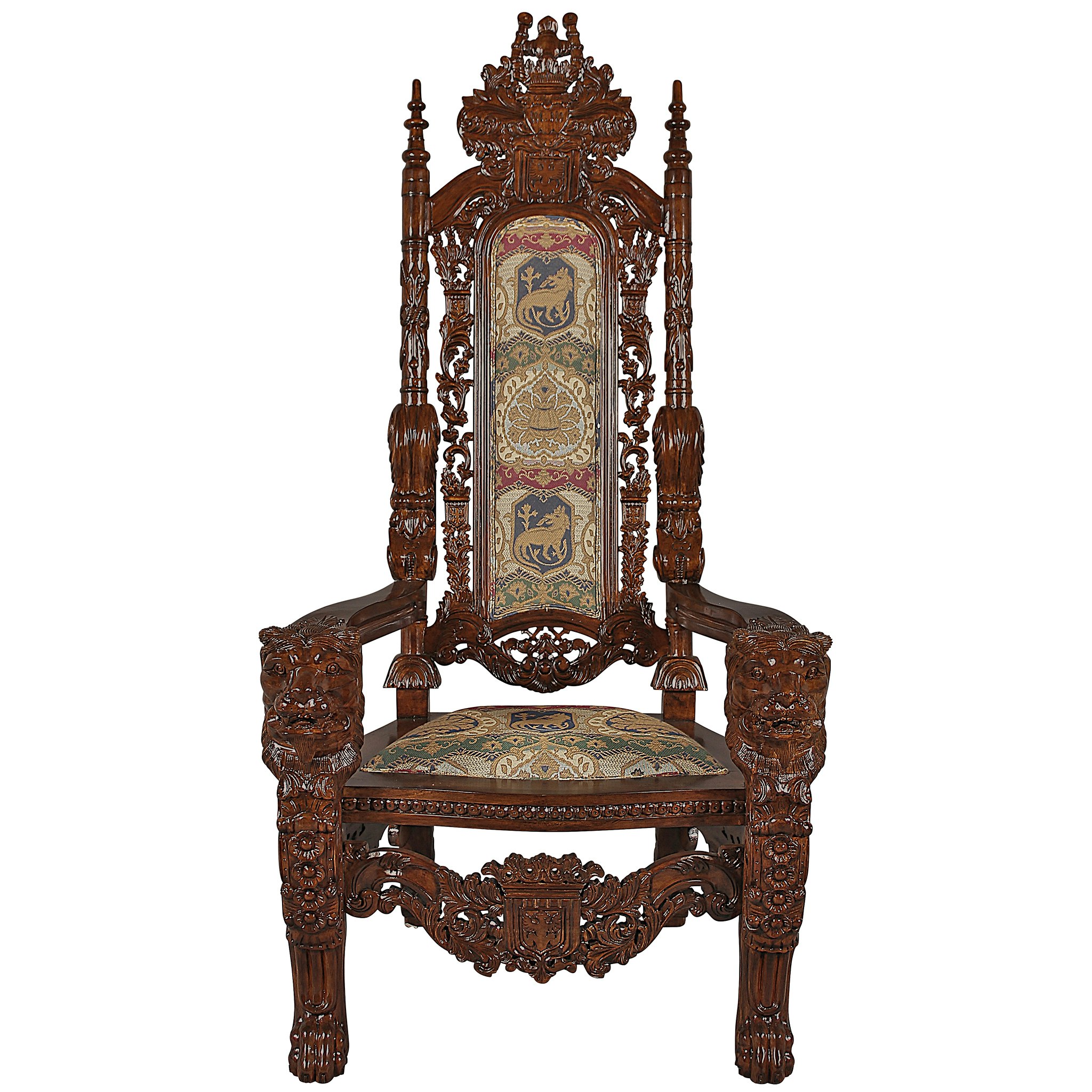 Toscano The Lord Raffles Lion Throne Chair - Fabric