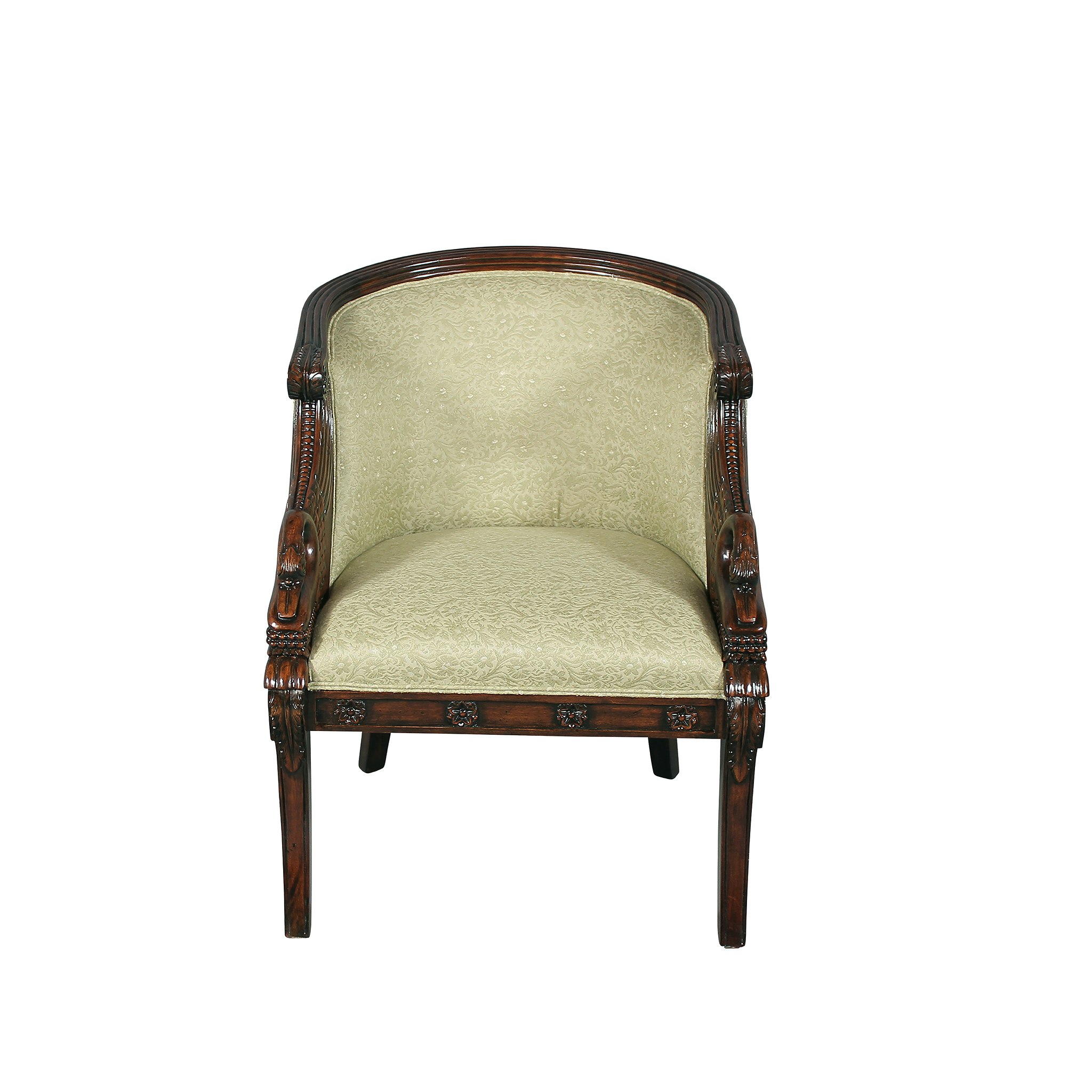 Toscano - Due Cigno Tub Chair in Green, Fabric/Mahogany