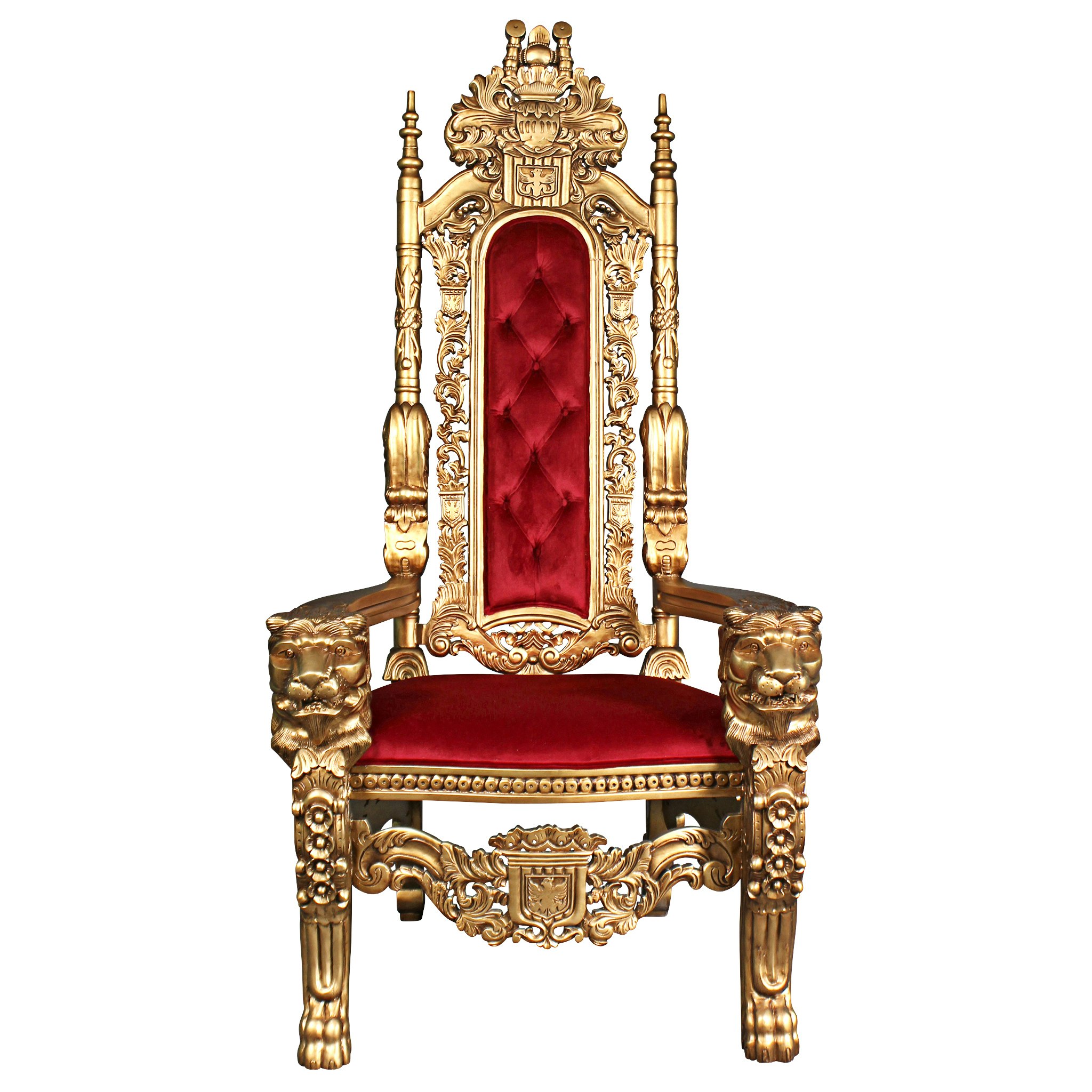 Toscano - Golden Lord Raffles Lion Throne Chair in Gold, Mahogany