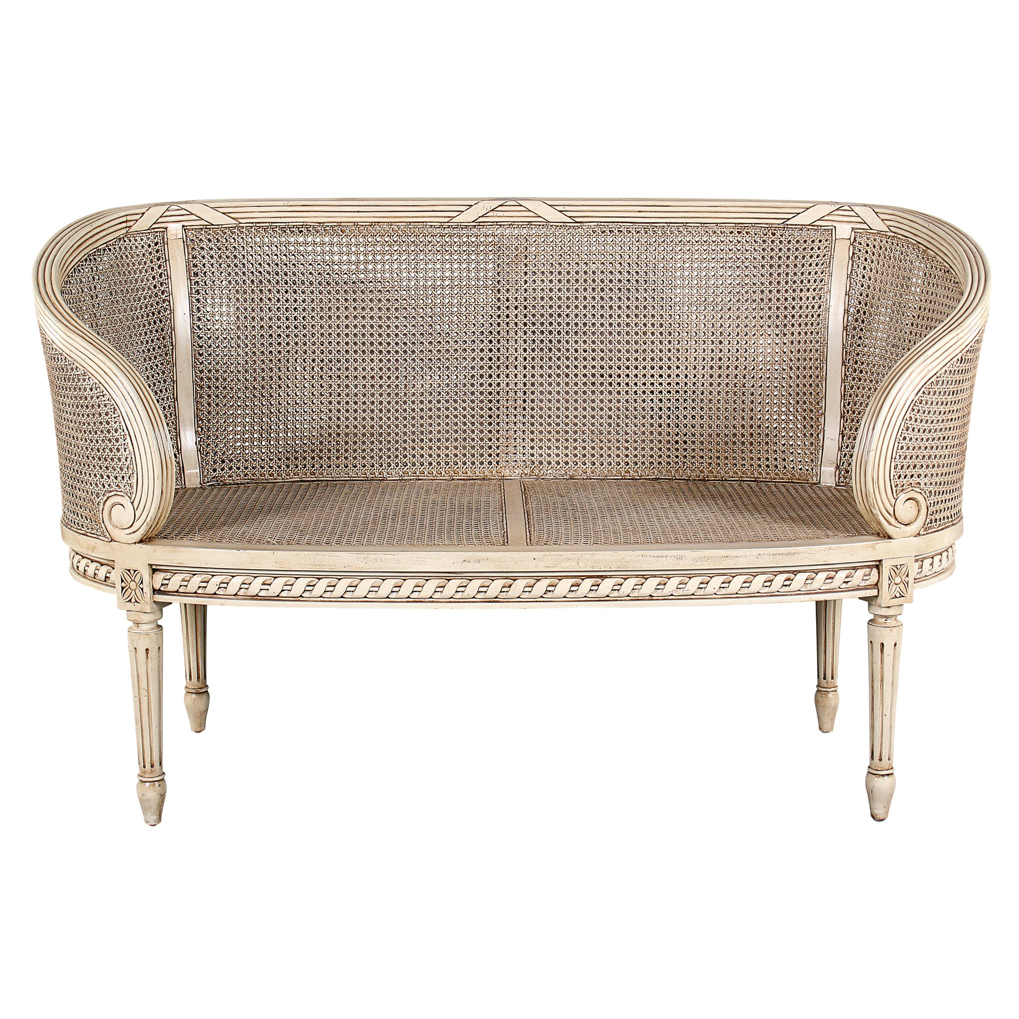 Toscano - Parisian Settee in Antique White, Rattan