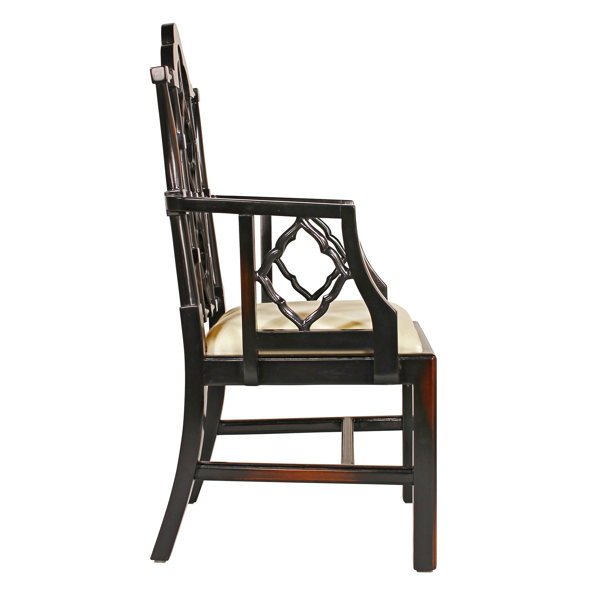 Toscano - Chinese Chippendale Chair in Beige, Fabric/Mahogany