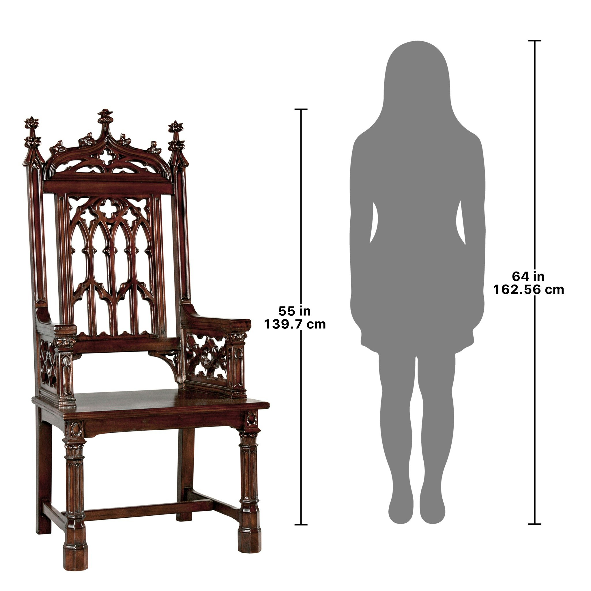 Toscano - Gothic Tracery Cathedral Chair in Cherry, Mahogany