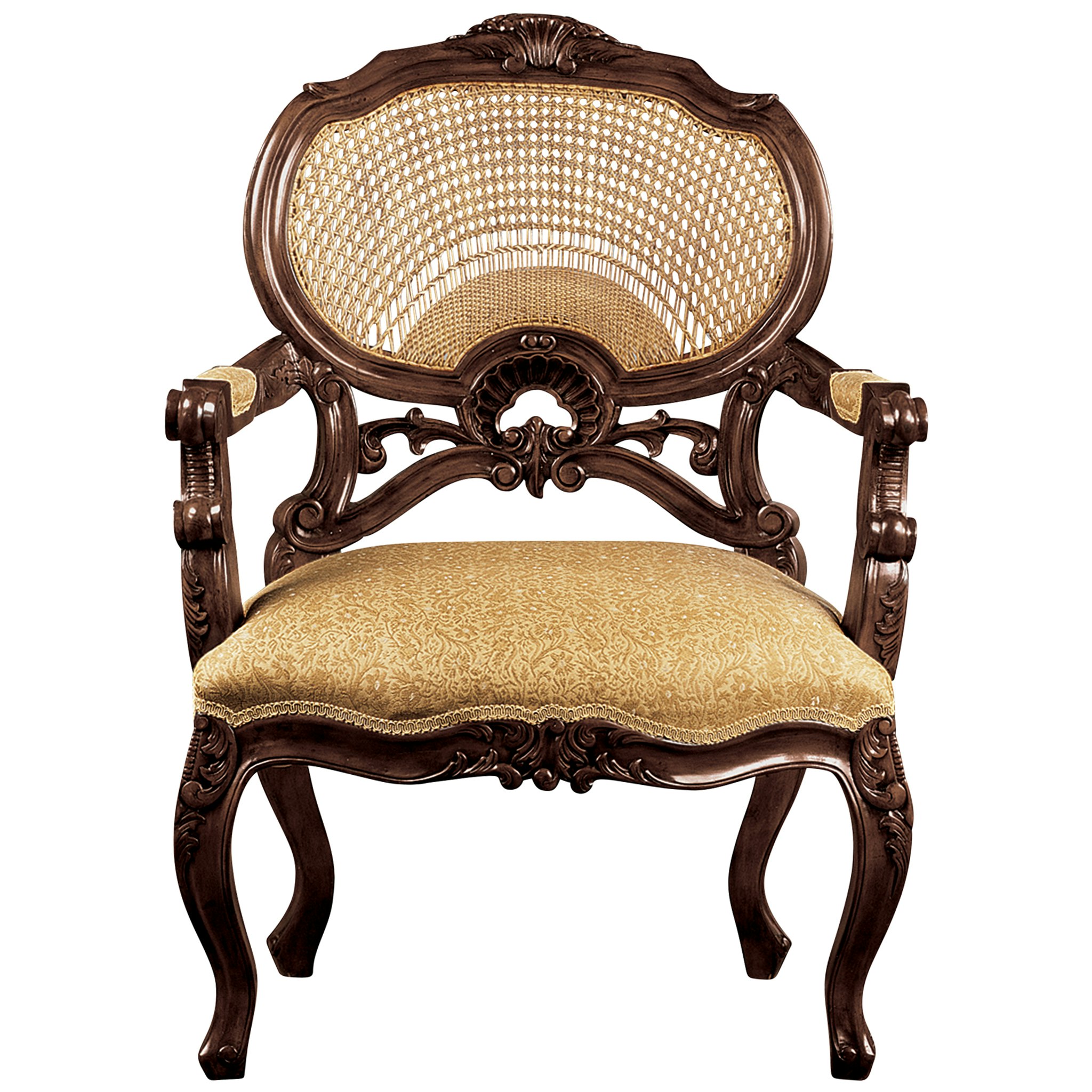 Toscano - Chateau Marquee Occasional Chair in Beige, Fabric/Mahogany