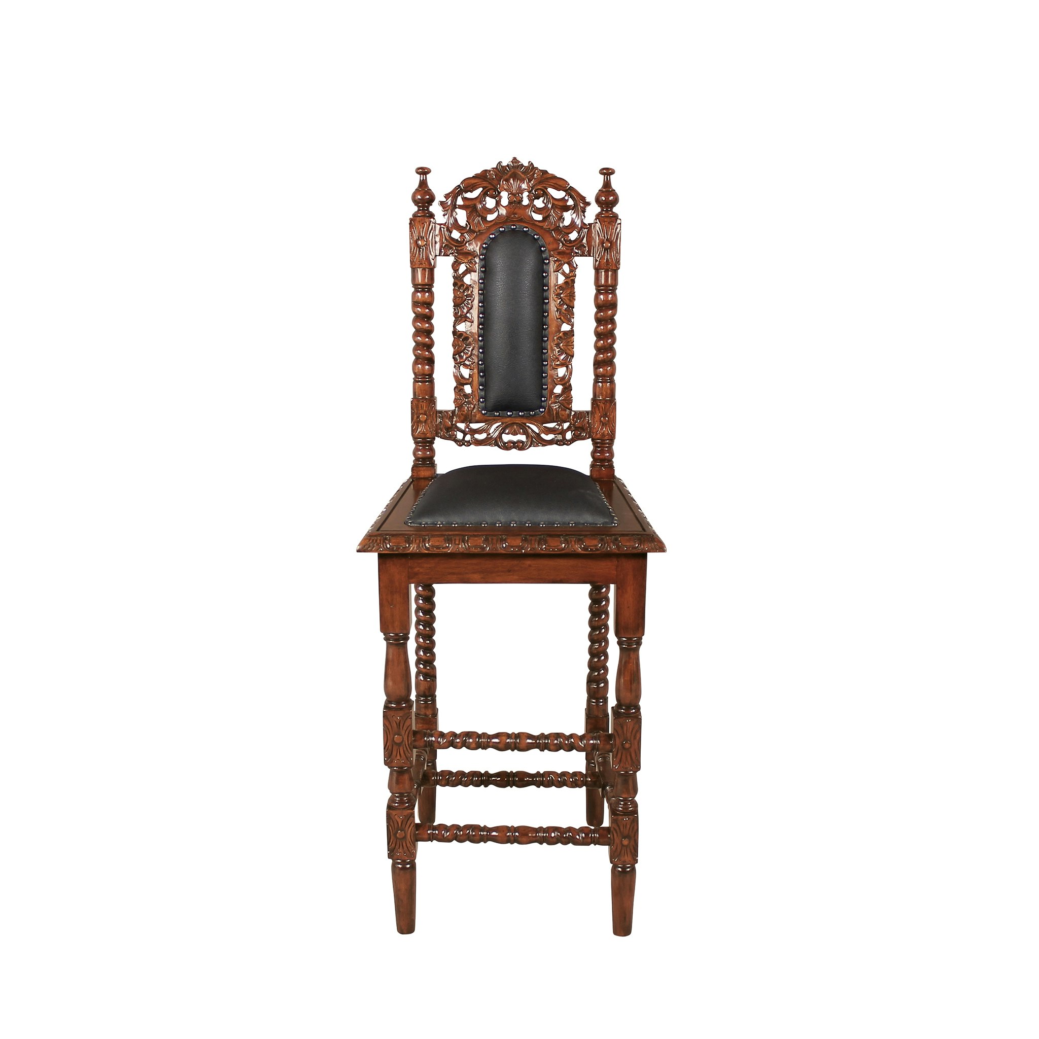 Toscano - Charles II Gothic Bar Stool in Walnut, Mahogany