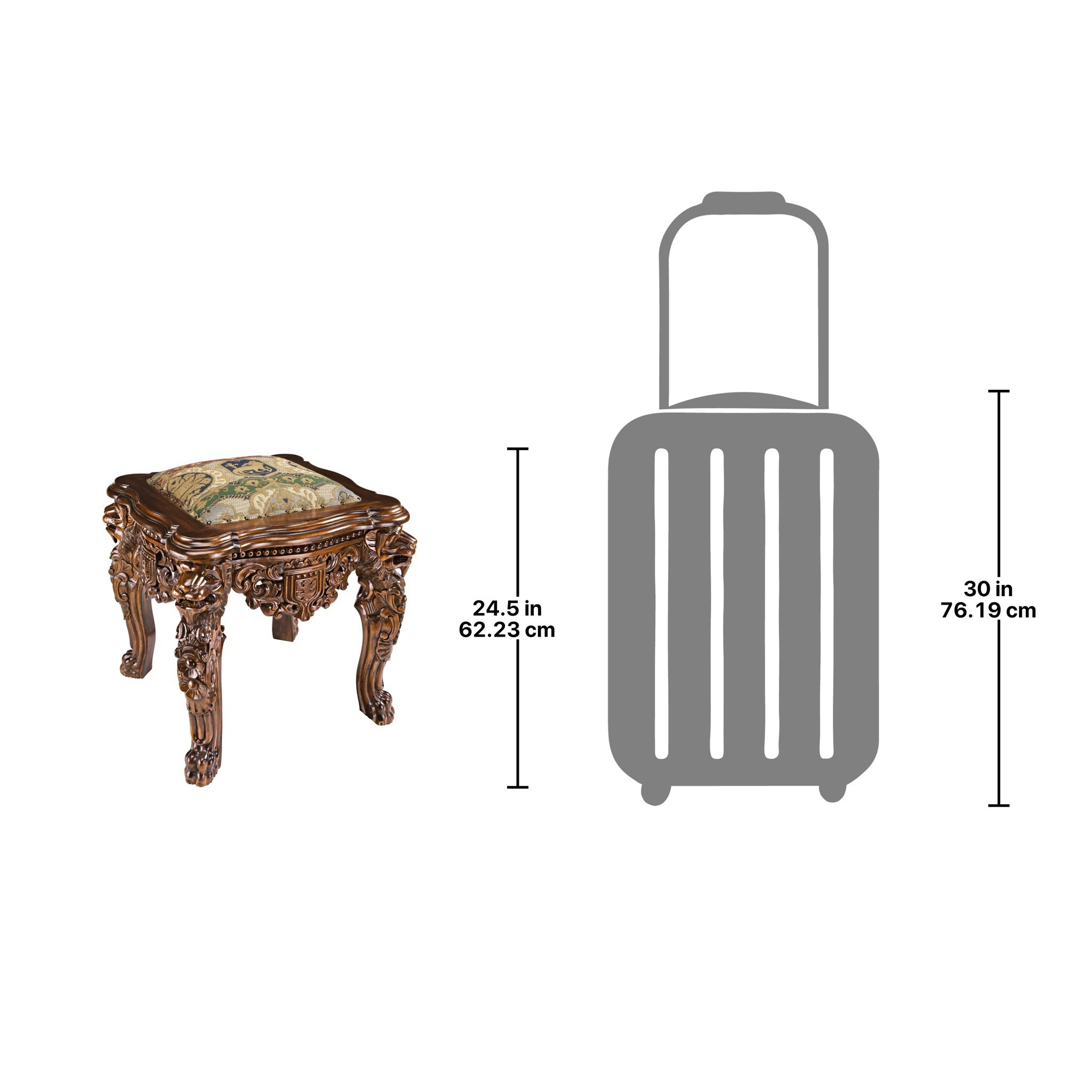 Toscano - The Lord Raffles Lion Leg Gothic Stool in Walnut, Mahogany