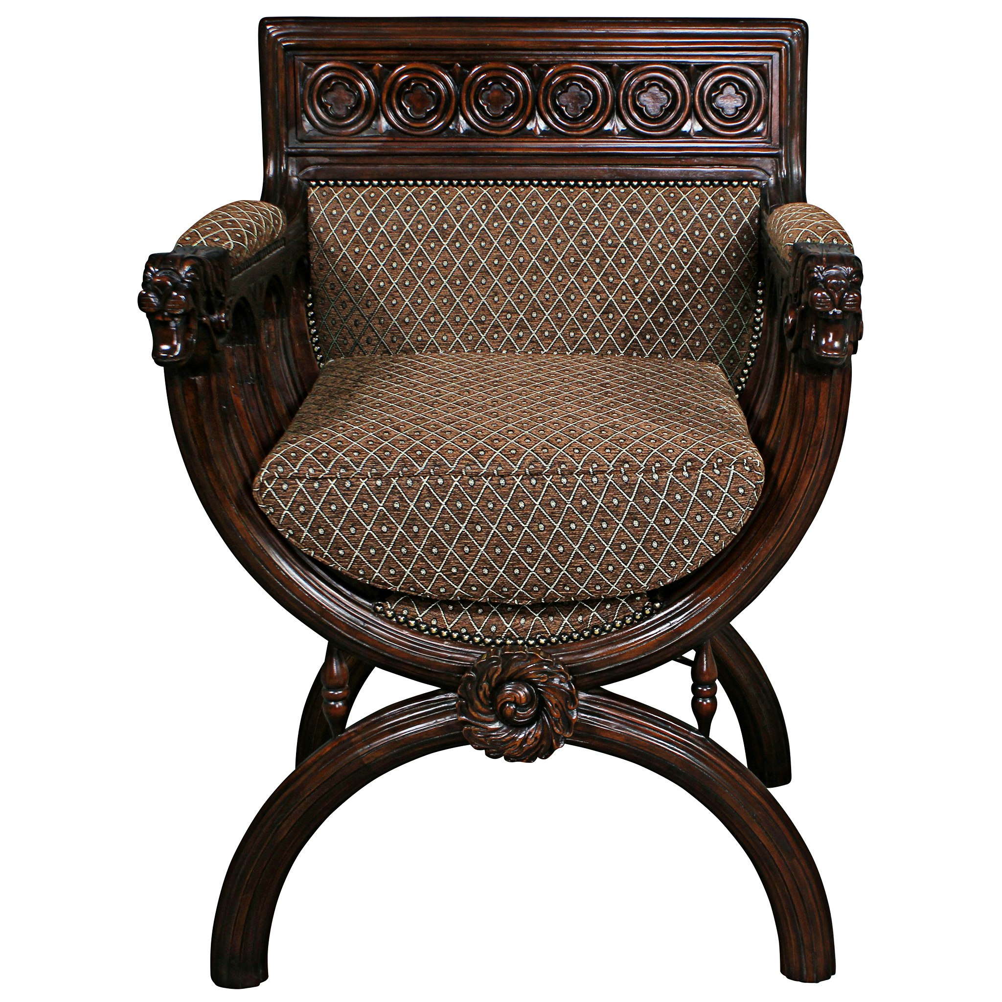 Toscano - Renaissance San Lorenzo Chair in Brown, Fabric/Mahogany
