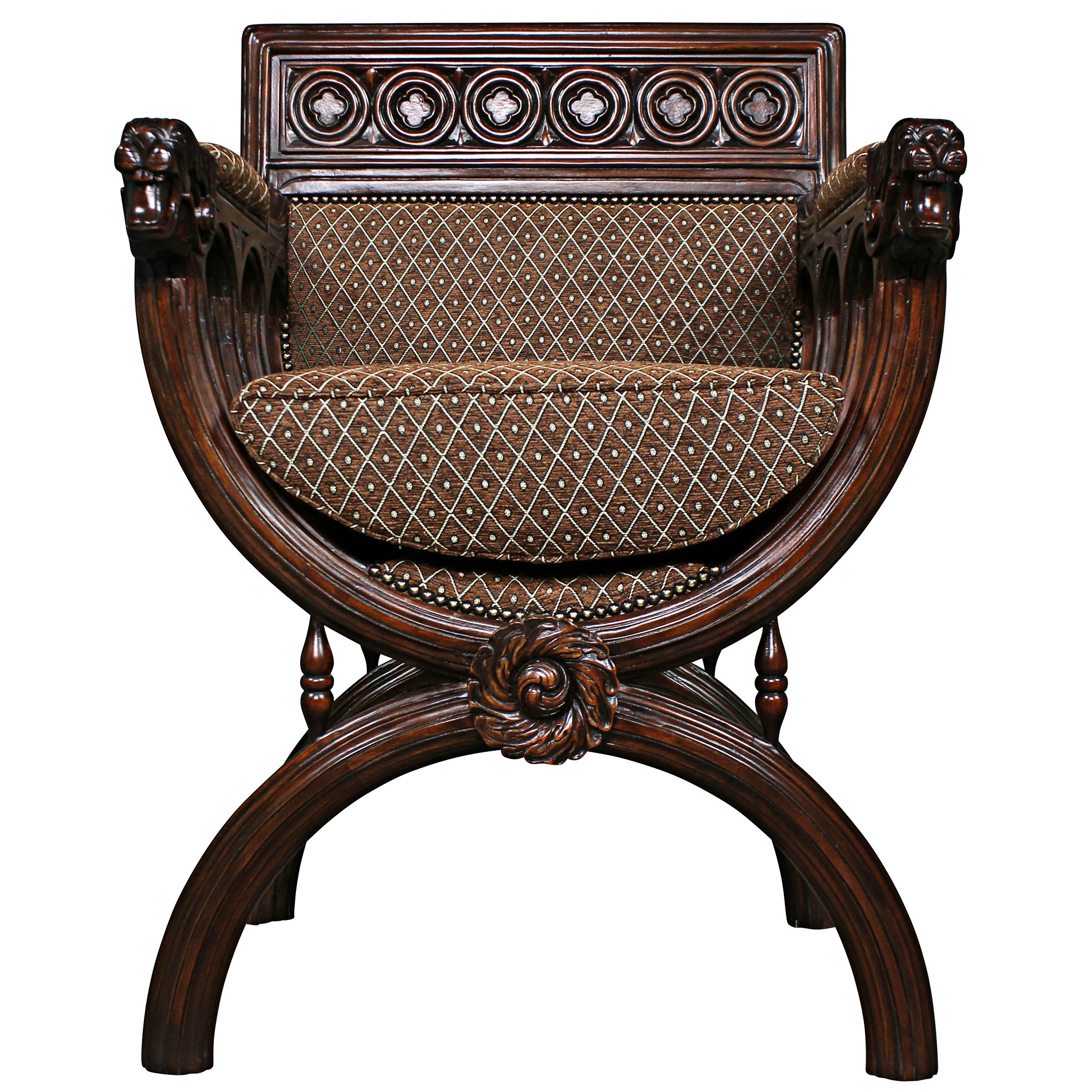 Toscano - Renaissance San Lorenzo Chair in Brown, Fabric/Mahogany