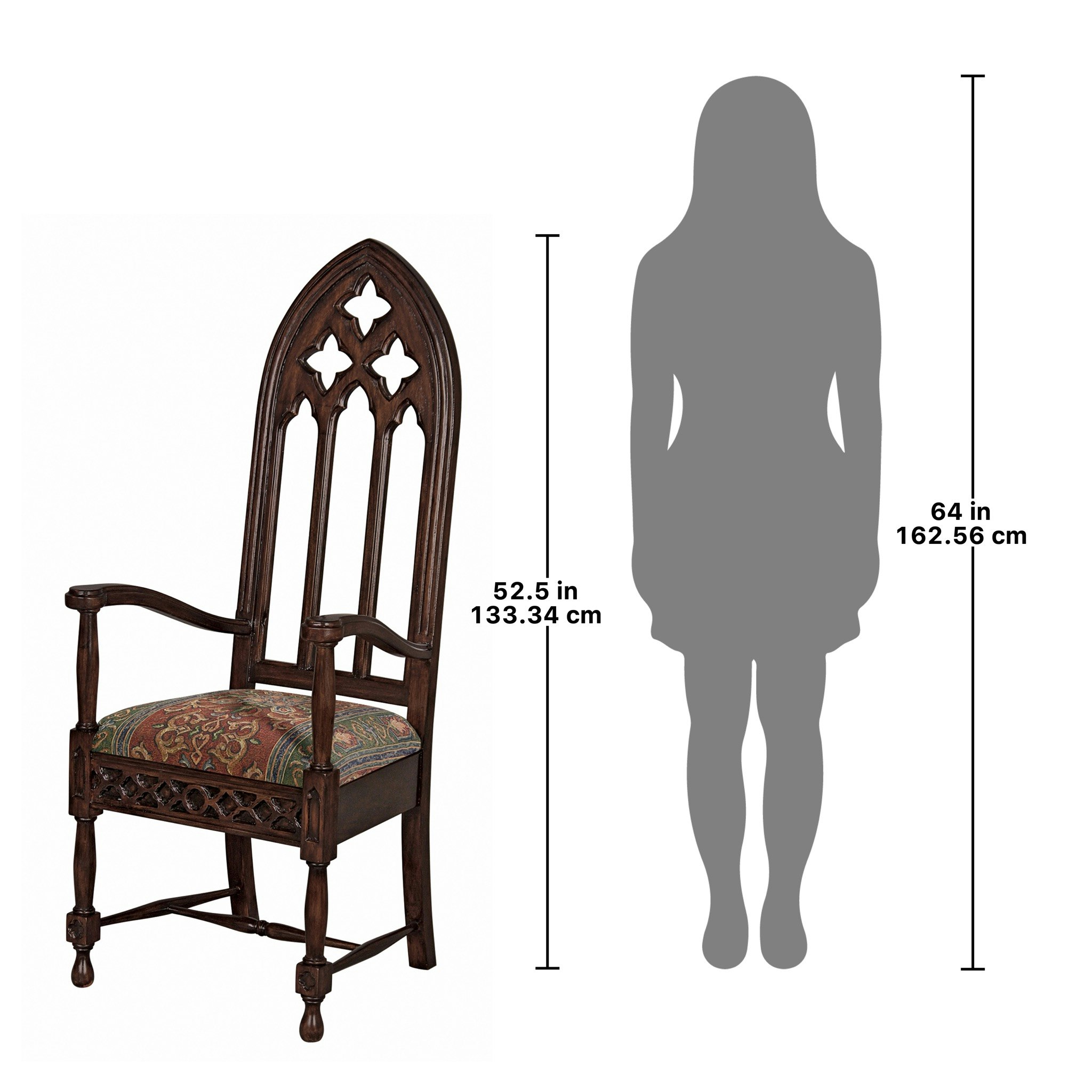 Toscano - Viollet-le-Duc Cathedral Armchair in Mahogany