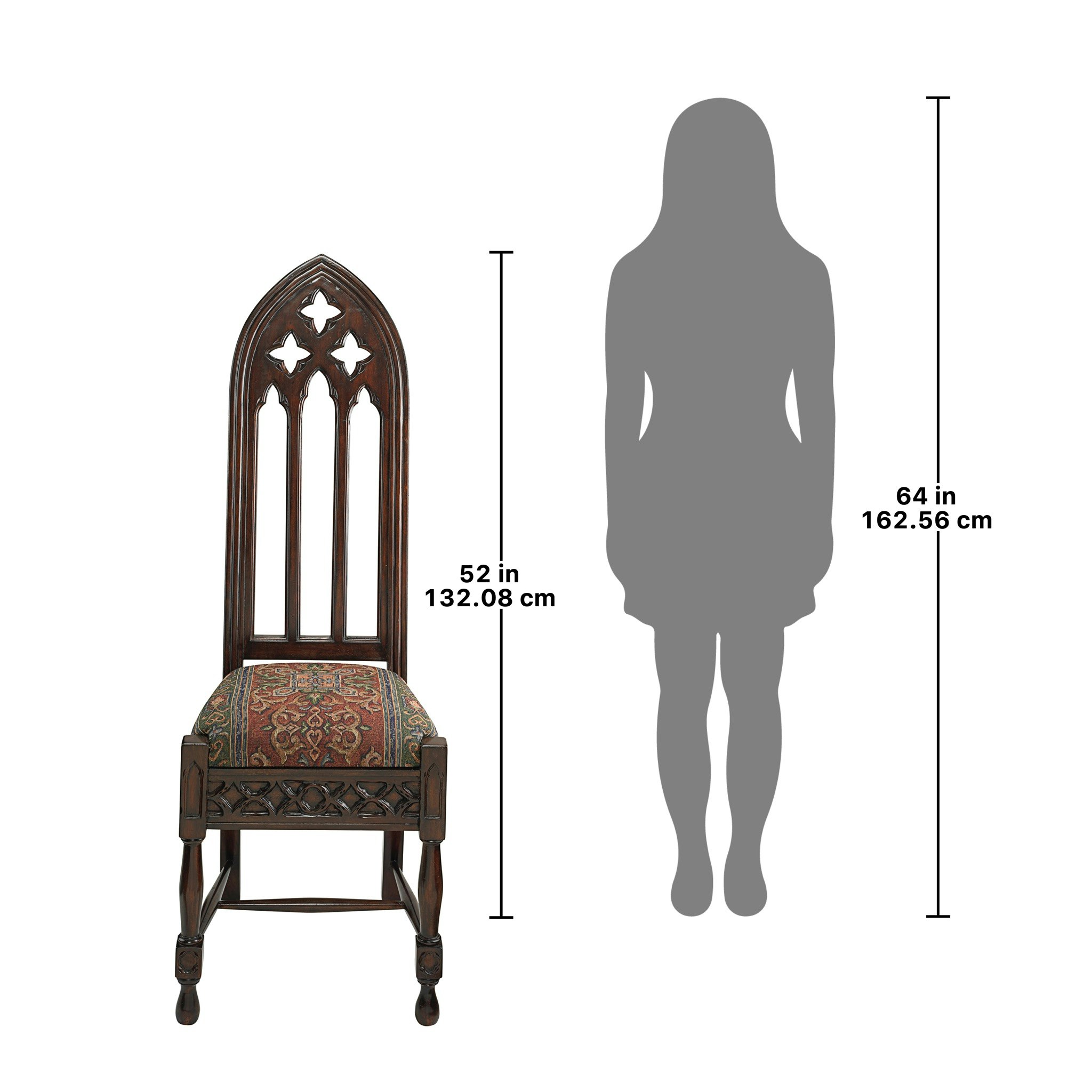 Toscano - Viollet-le-Duc Gothic Cathedral Side Chair in Mahogany