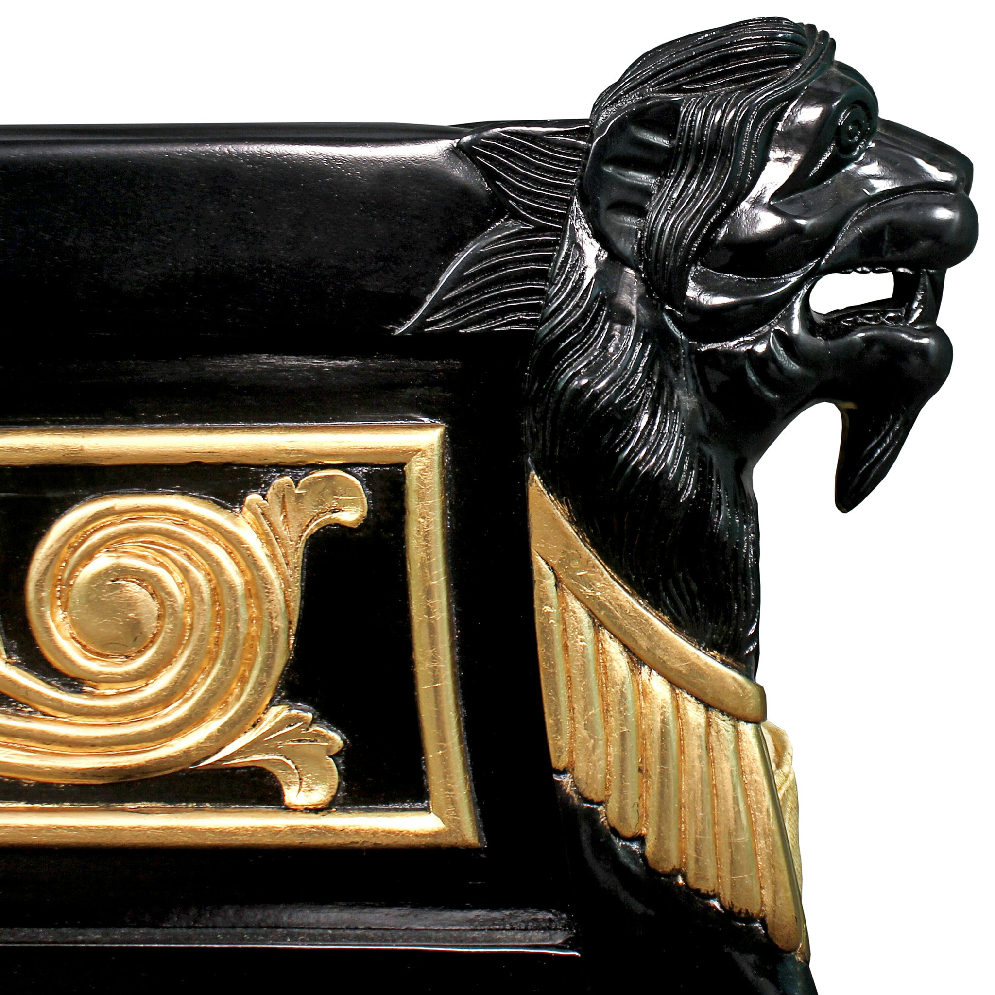 Toscano - Caesar Royal Lions Hand-Carved Throne Chair — Black/Gold, Mahogany