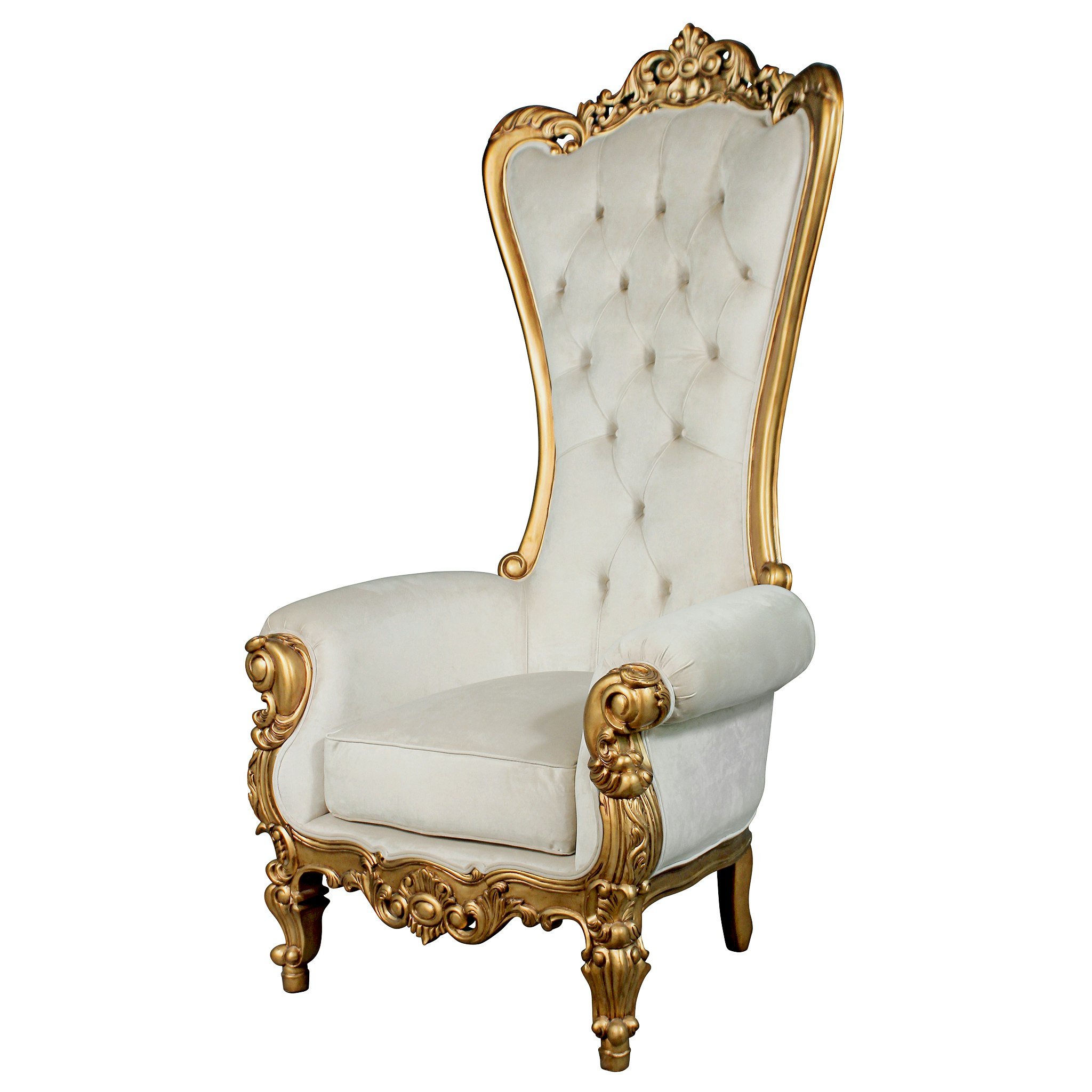 Toscano - Contessa Stylish Baroque Throne Chair in Ivory, Velvet