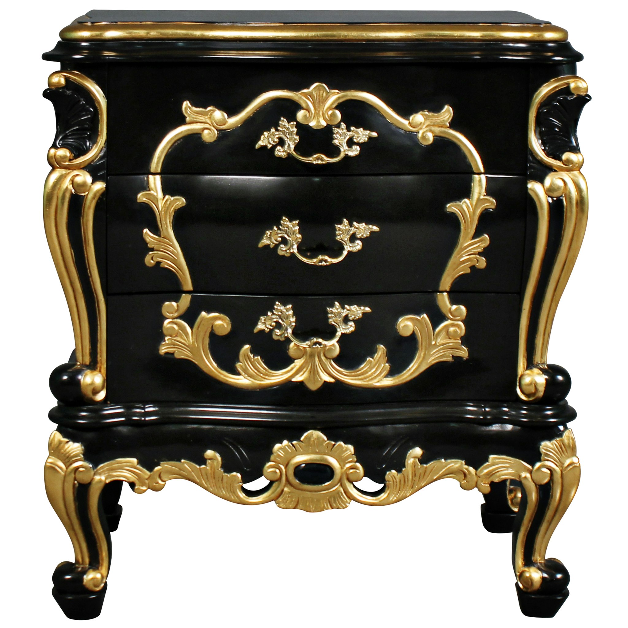 Toscano - Viennese Rococo Nightstand Side Table in  Mahogany