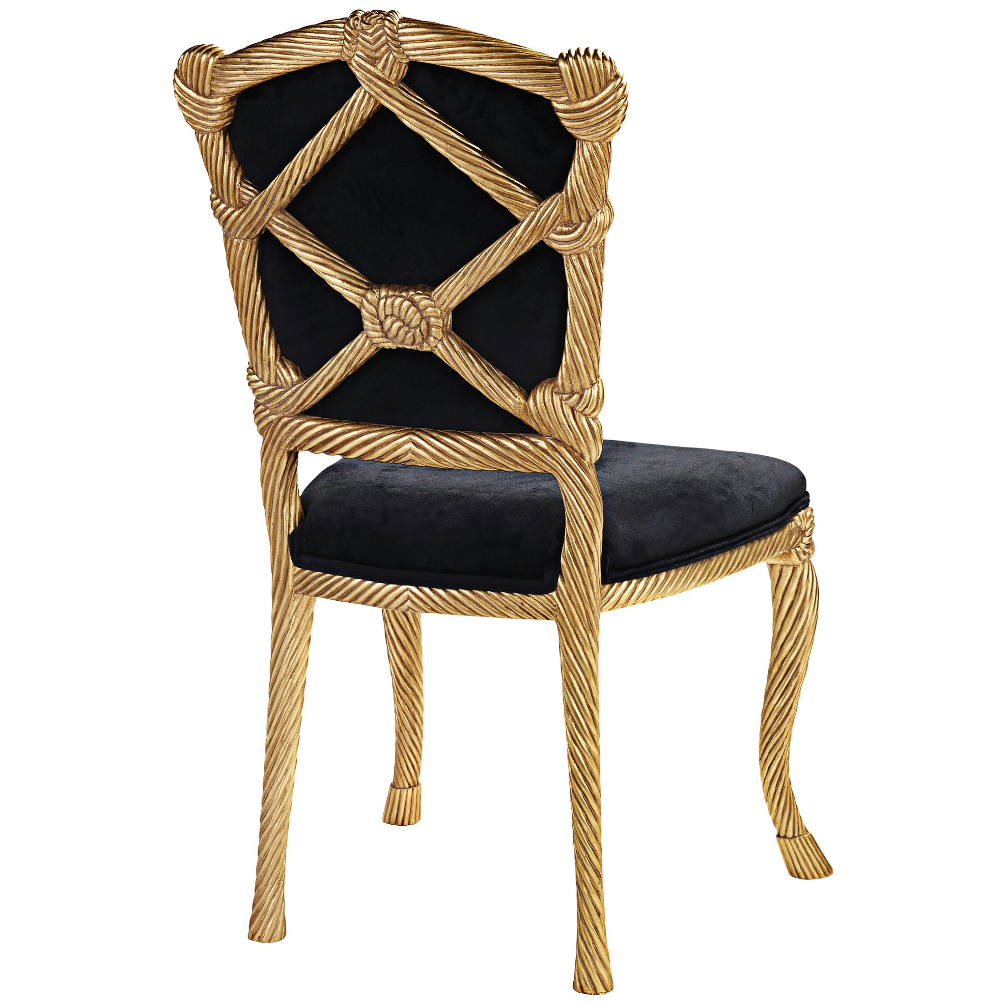 Toscano - Set of 2 Chateau de Compiegne Rope and Tassel Chairs in Ebony/Gold, Velvet/Mahogany