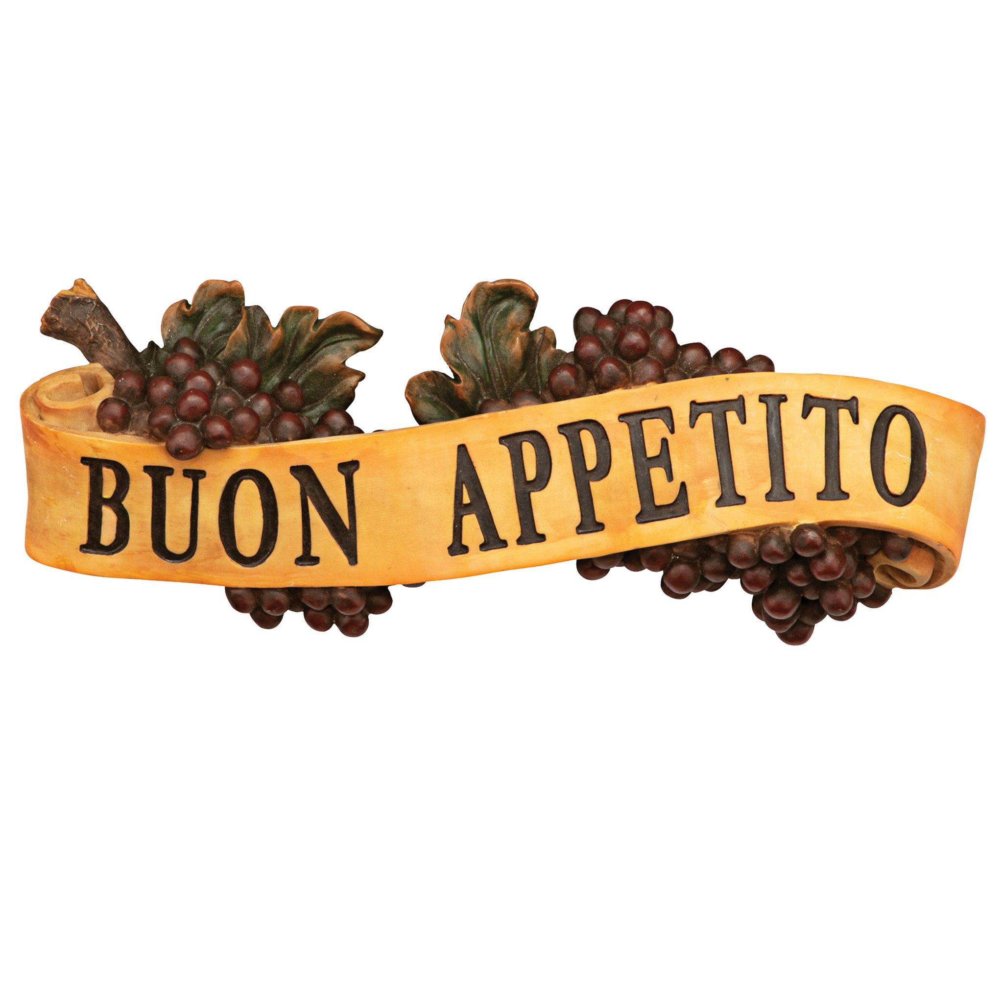 Toscano Abbondanza Italian Sign Grape Wall Sculpture - Buon Appetito