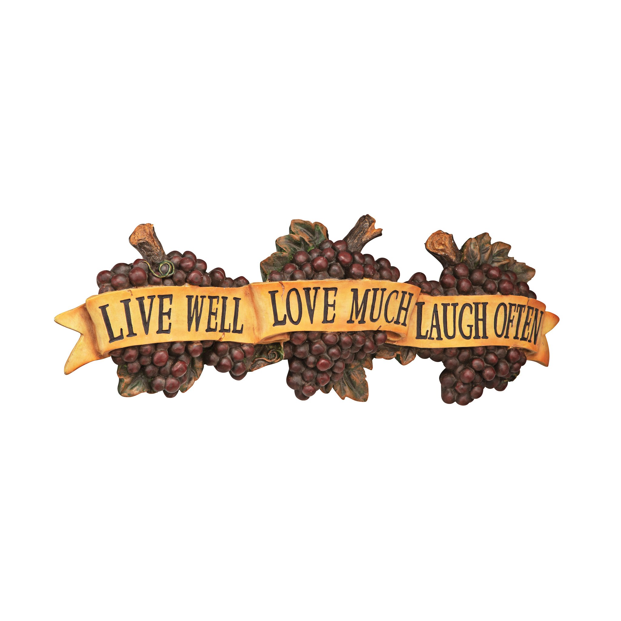 Toscano - Live-Love-Laugh Italian Sign Grape Wall Sculpture