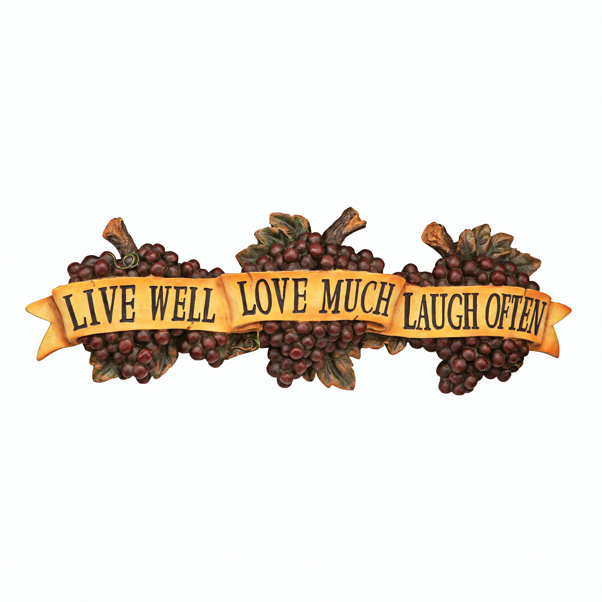 Toscano - Live-Love-Laugh Italian Sign Grape Wall Sculpture